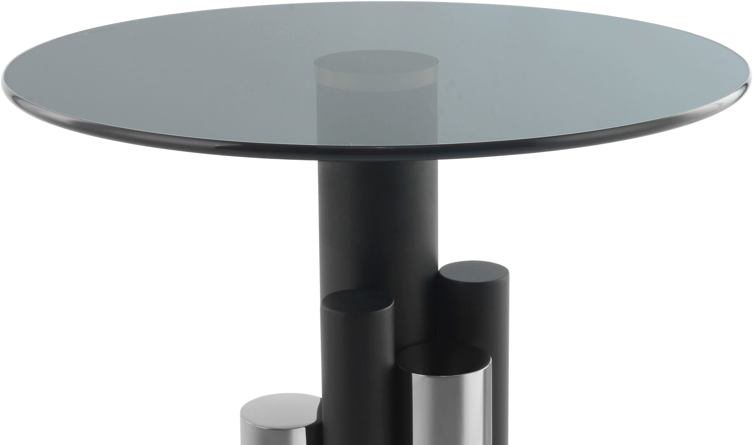 Kayoom Beistelltisch »Ontario 225, Runde  Glasplatte aus Sicherheitsglas, 100% Edelstahl« 1 Stk. tlg. Modernes Design, zweifarbiges Säulengestell, Eyecatcher Element