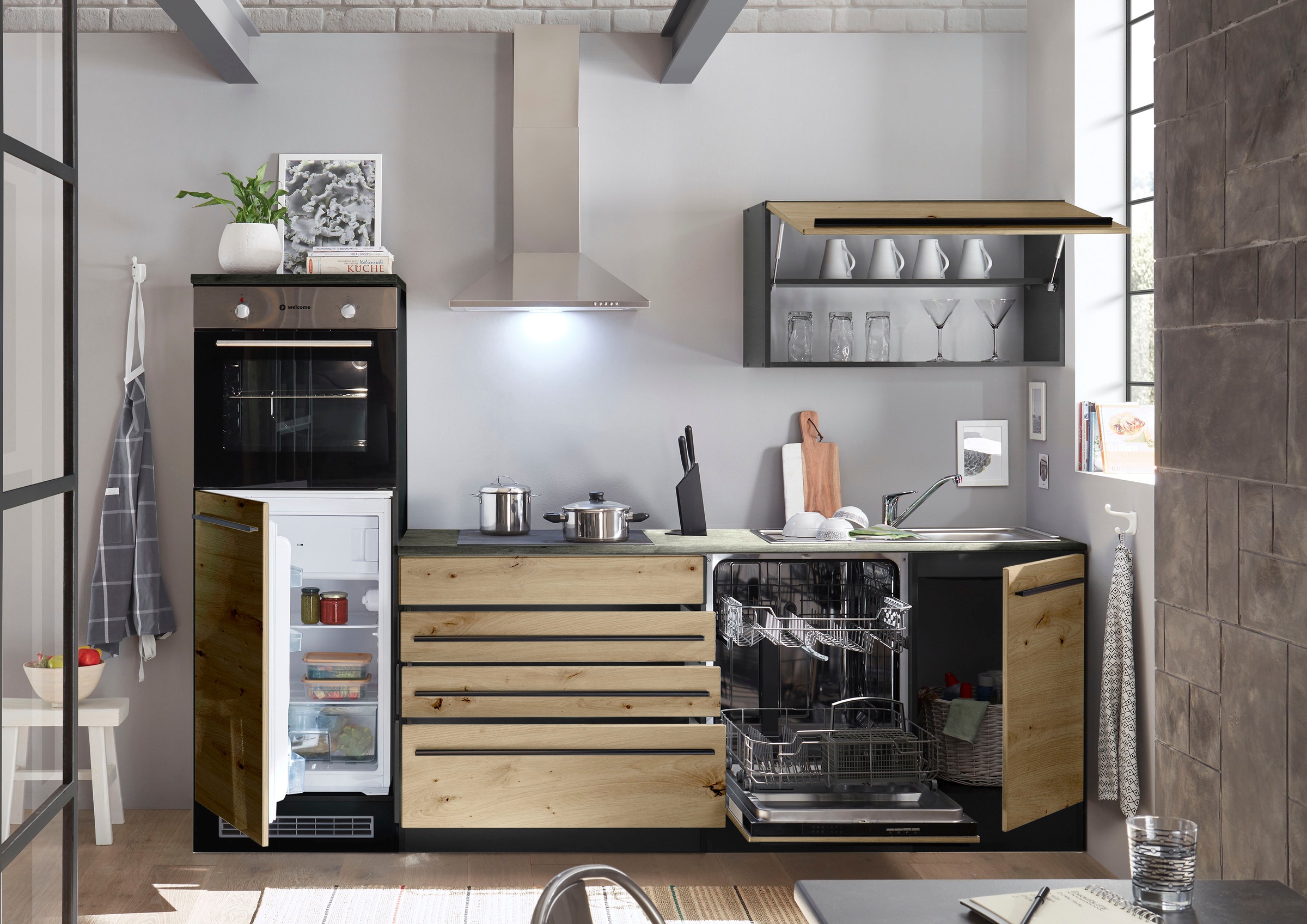 BASIC by Balculina Küchenzeile »Jazz«, Breite 260 cm, wahlweise mit E-Geräten