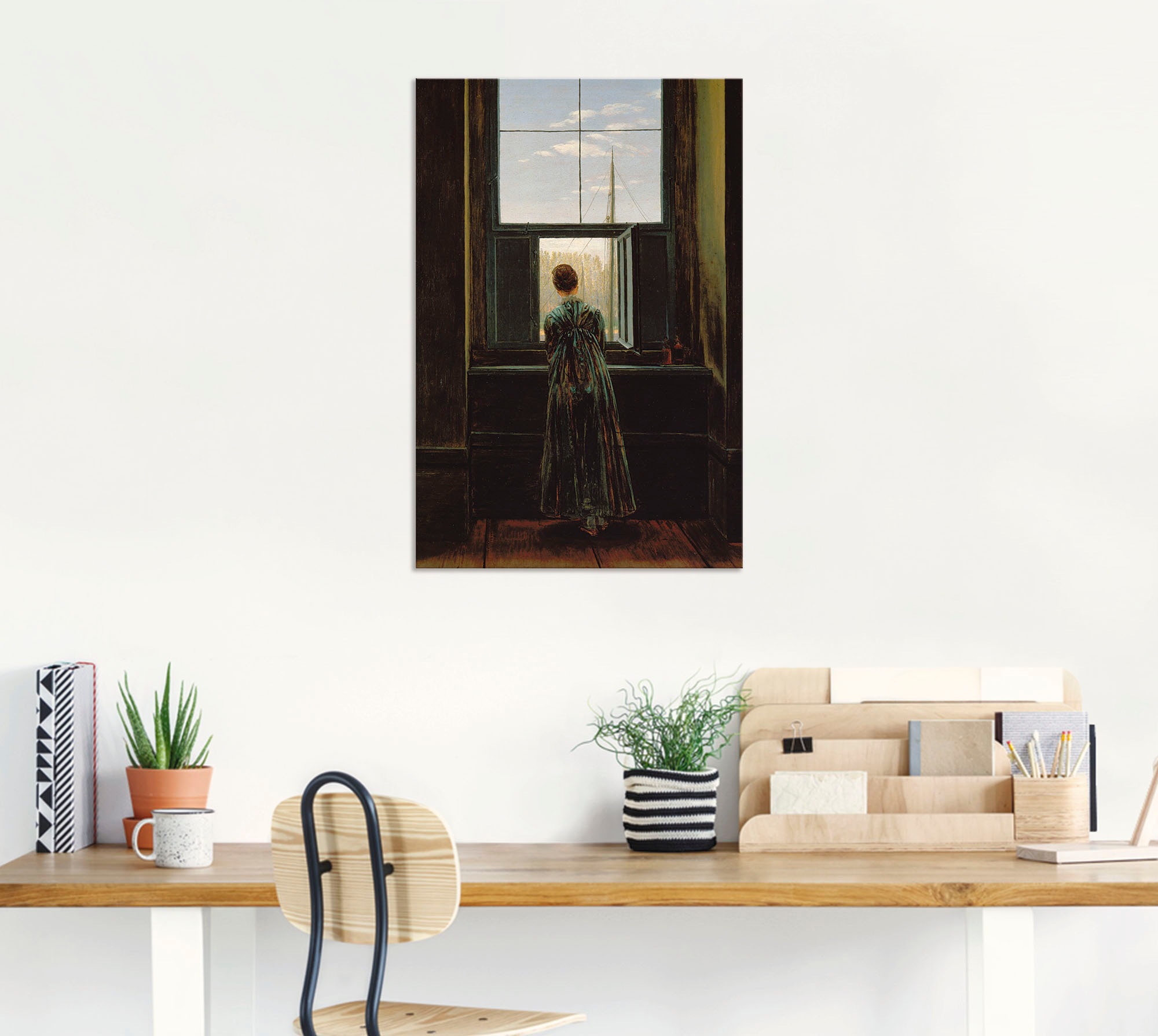 Artland Alu-Dibond-Druck »Frau am Fenster. 1822(?)« Frau 1 Stk. tlg. für Innen- und Außenbereich geeignet, Outdoorbild