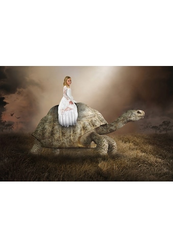 Fototapete »Surreale Mädchen Schildkröte Liebe Hoffnung«