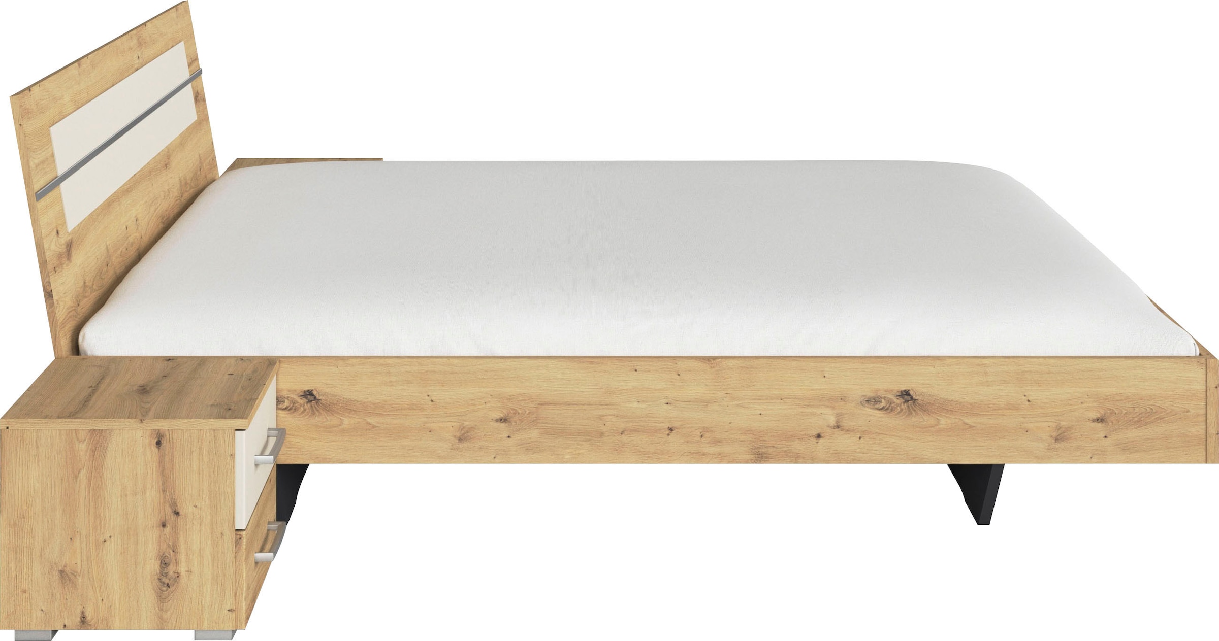 rauch Bettanlage »Doppelbett Futonbett BURANO in schwebender Optik«, (Set, 3 tlg.), und abgesetztem Kopfteil mit 2 Nachttischen MADE IN GERMANY
