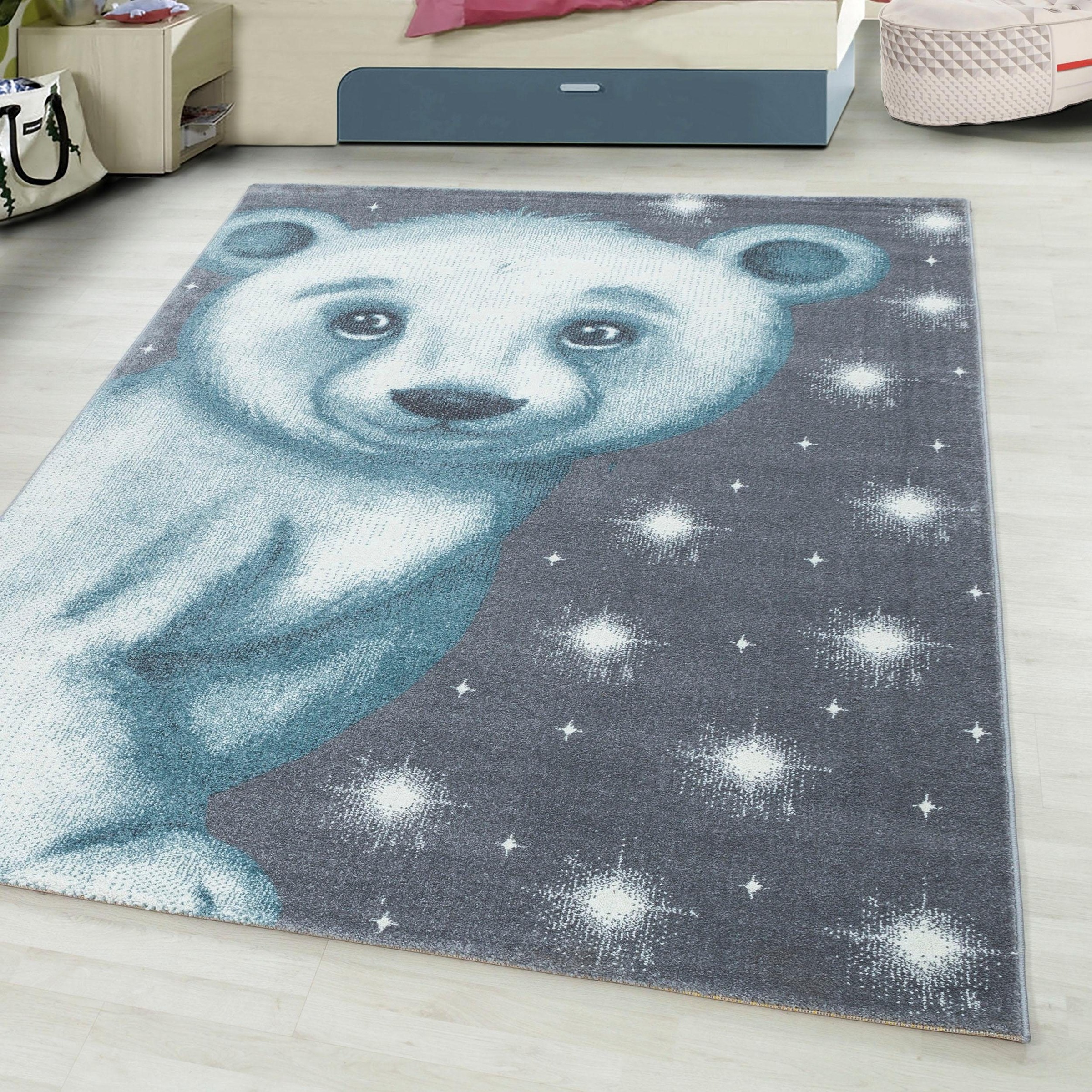 Ayyildiz Teppiche Kinderteppich »Bambi 810«, rechteckig, 11 mm Höhe, Eisbär Motiv, Kurzflor
