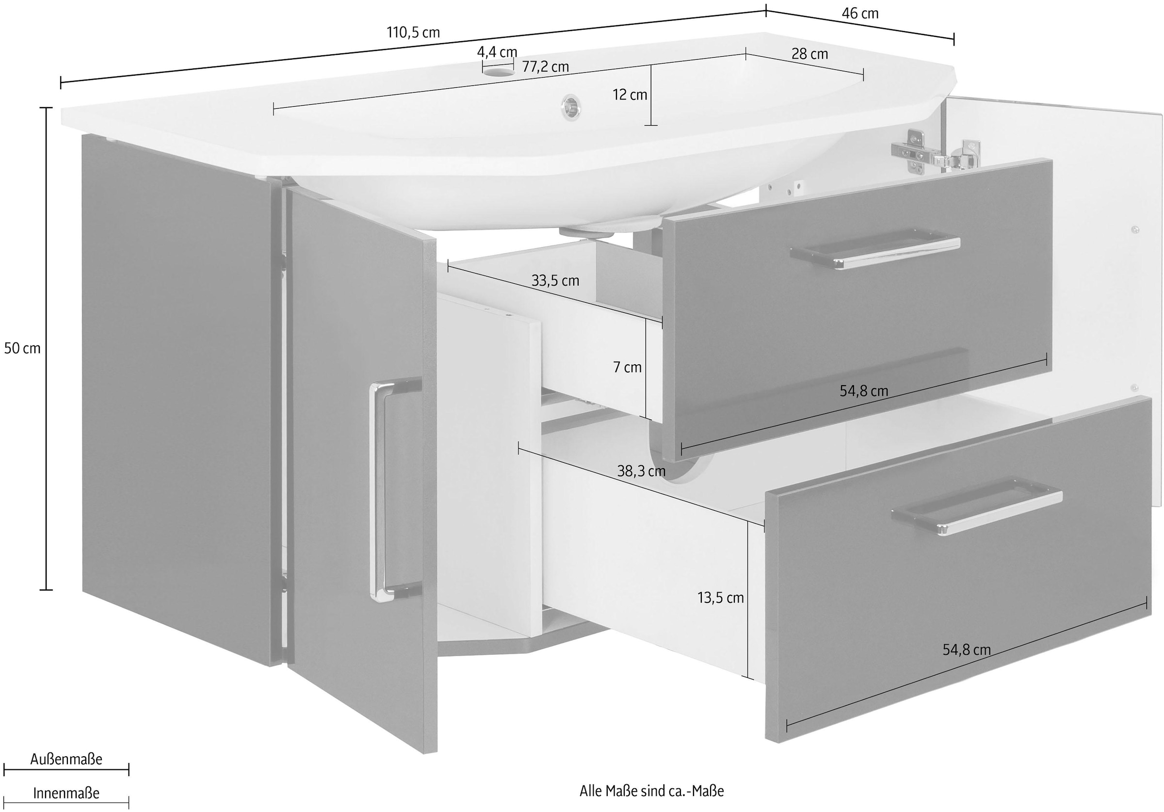OPTIFIT Waschtisch »Ava« Breite 110 cm, mit Mineralgussbecken
