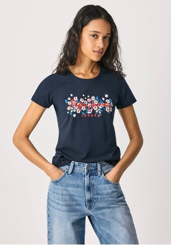 Pepe Jeans Kurzarmshirt »BEGO«, mit floralem Marken-Logo-Print im Brustbereich kaufen