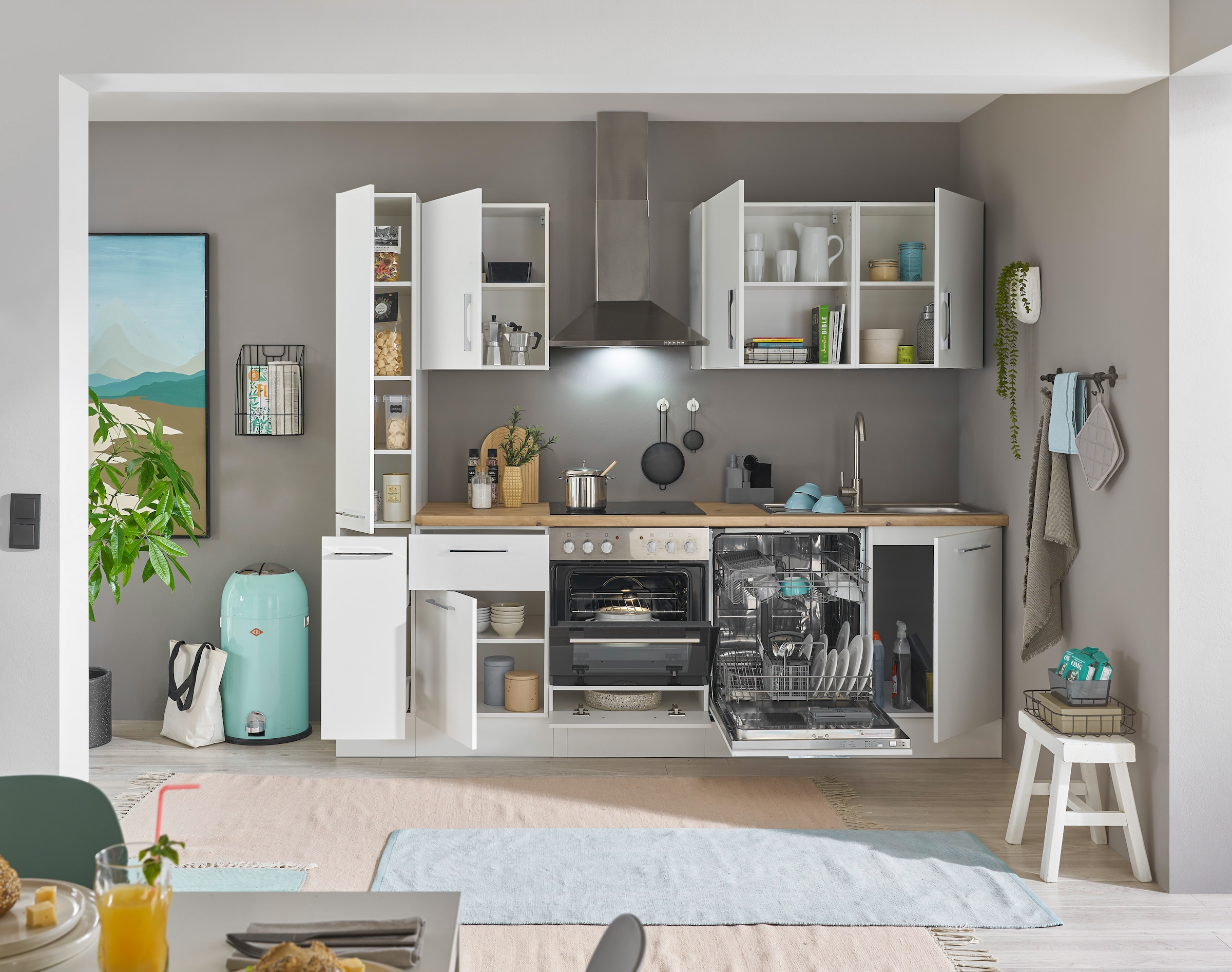 BASIC by Balculina Küchenzeile »Turin«, Breite 250 cm, wahlweise mit E-Geräten