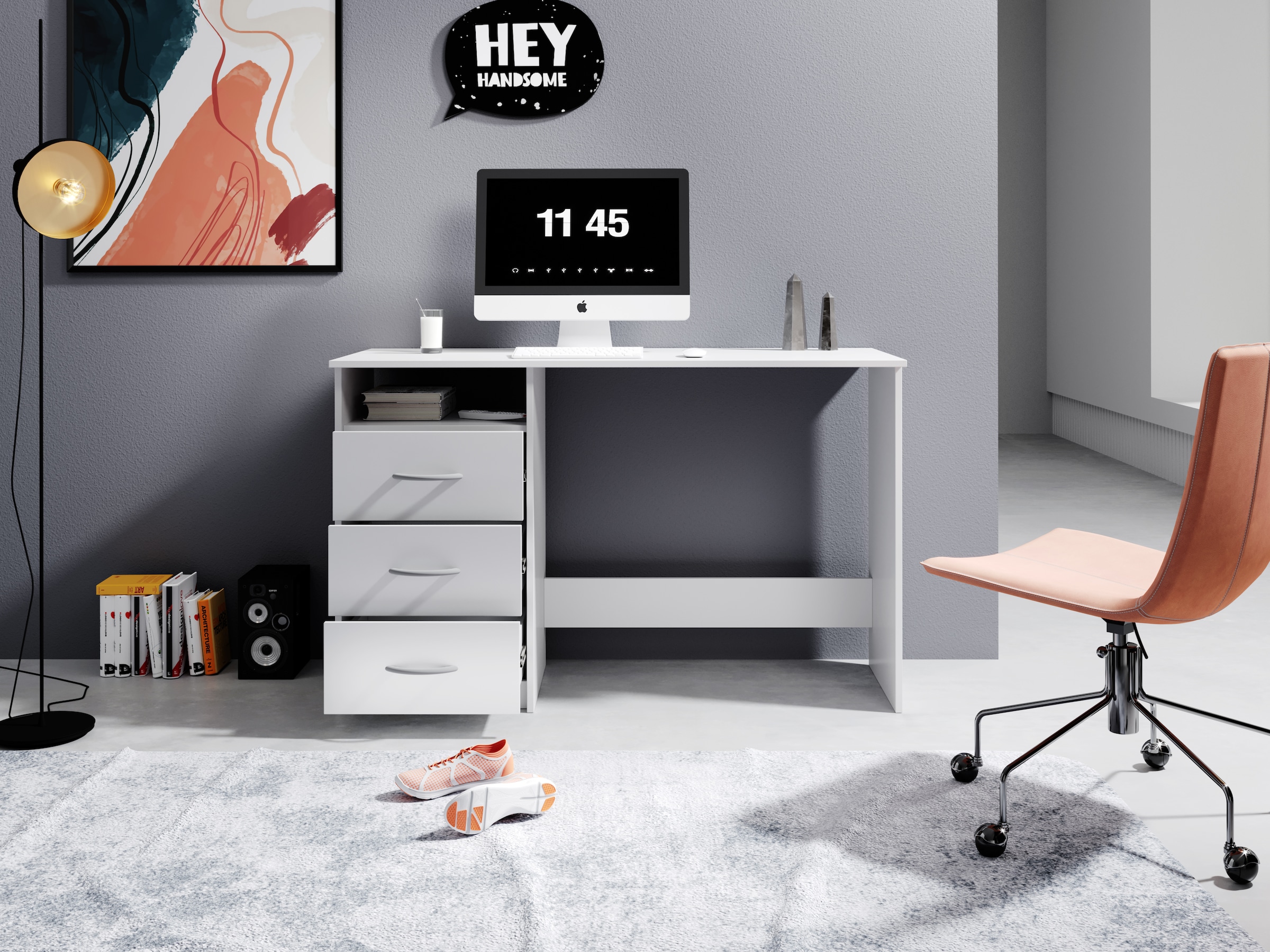 BEGA OFFICE Schreibtisch »Adria, Computertisch,« Schubkästen rechts oder links montierbar, Breite 123 cm