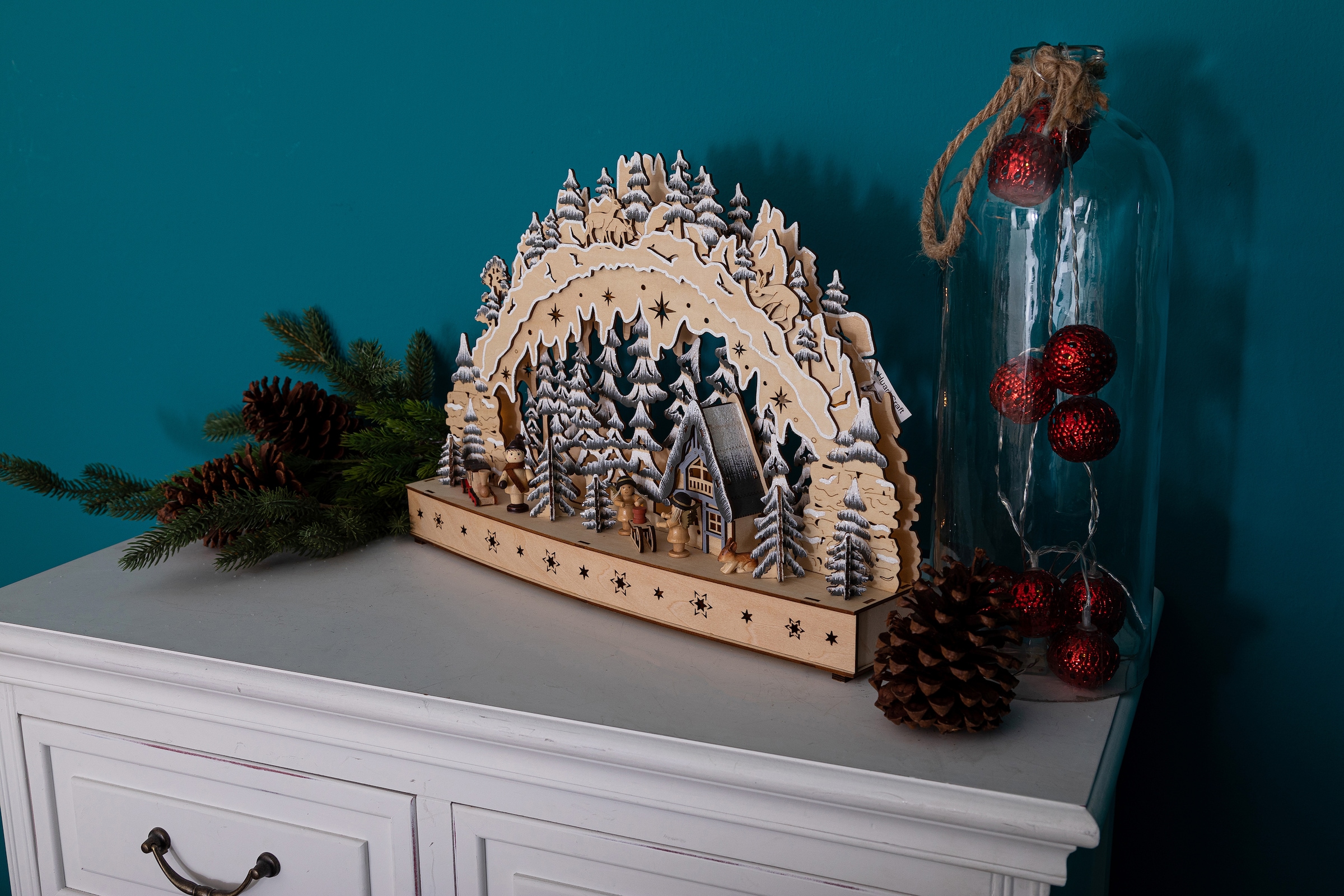 Myflair Möbel & Accessoires LED Schwibbogen »Weihnachtsdeko«, aus Holz, mit LED Beleuchtung, Höhe ca. 31 cm