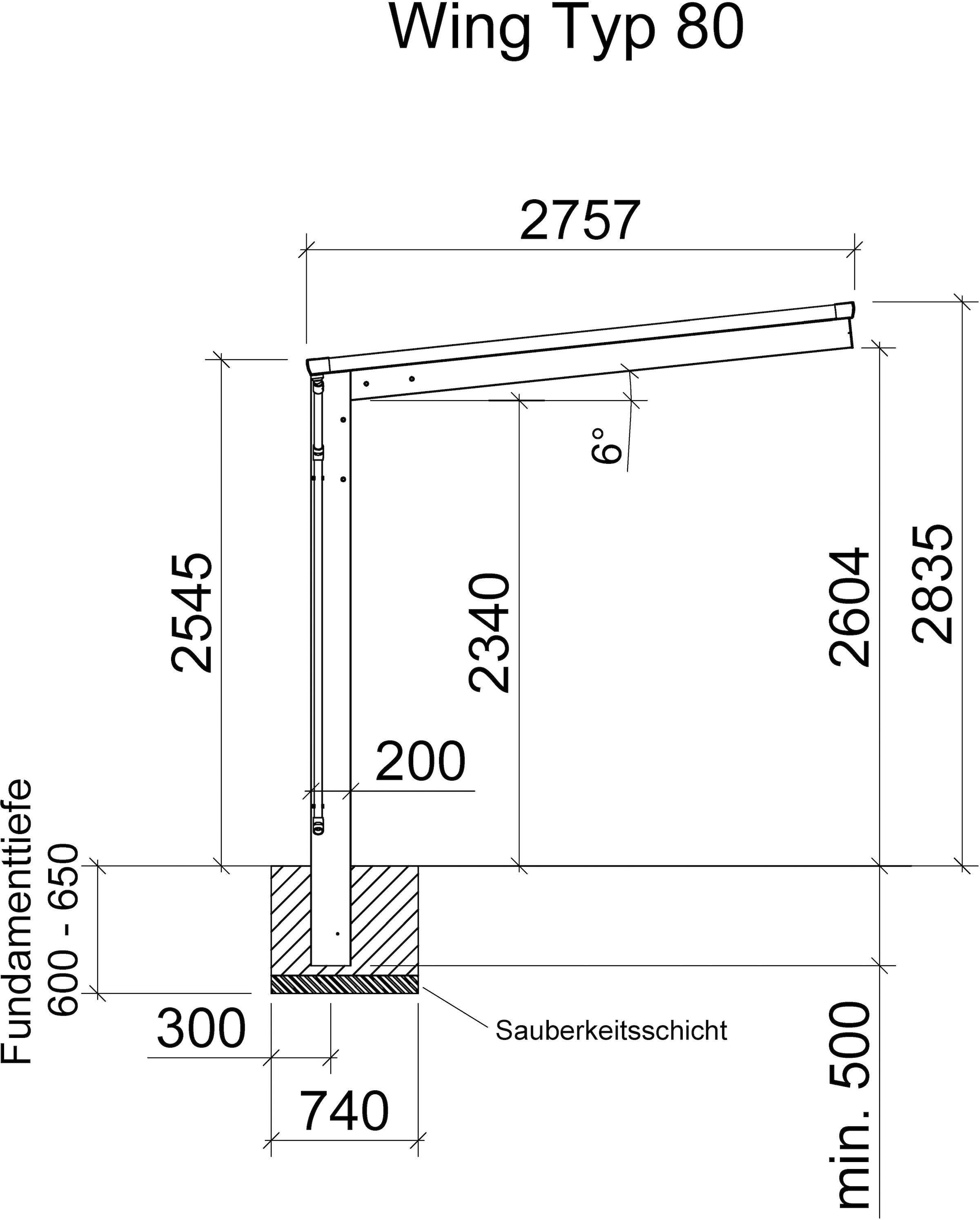 Ximax Einzelcarport »Wing Typ 80«, Aluminium, 253 cm, Anthrazit