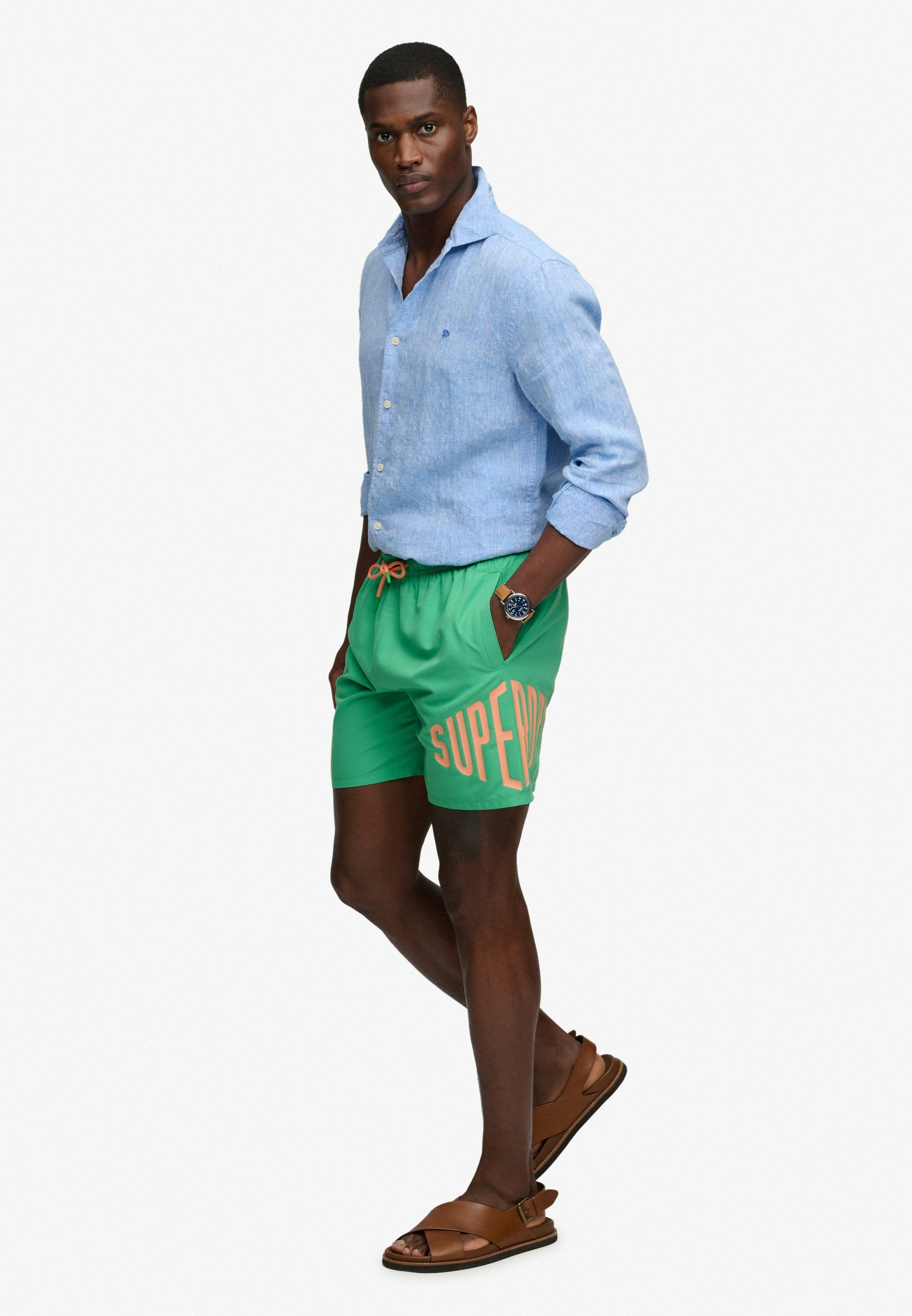 Superdry Badeshorts »PRINTED LOGO 16 SWIM SHORT« modische Passform, unifarbenes Design, aus Polyester, pflegeleicht