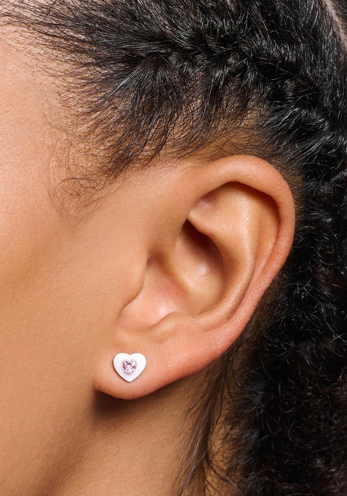 THOMAS SABO Paar Ohrstecker »Herz mit pinkem Stein, H2268-041-9«, mit Glas-Keramik Stein