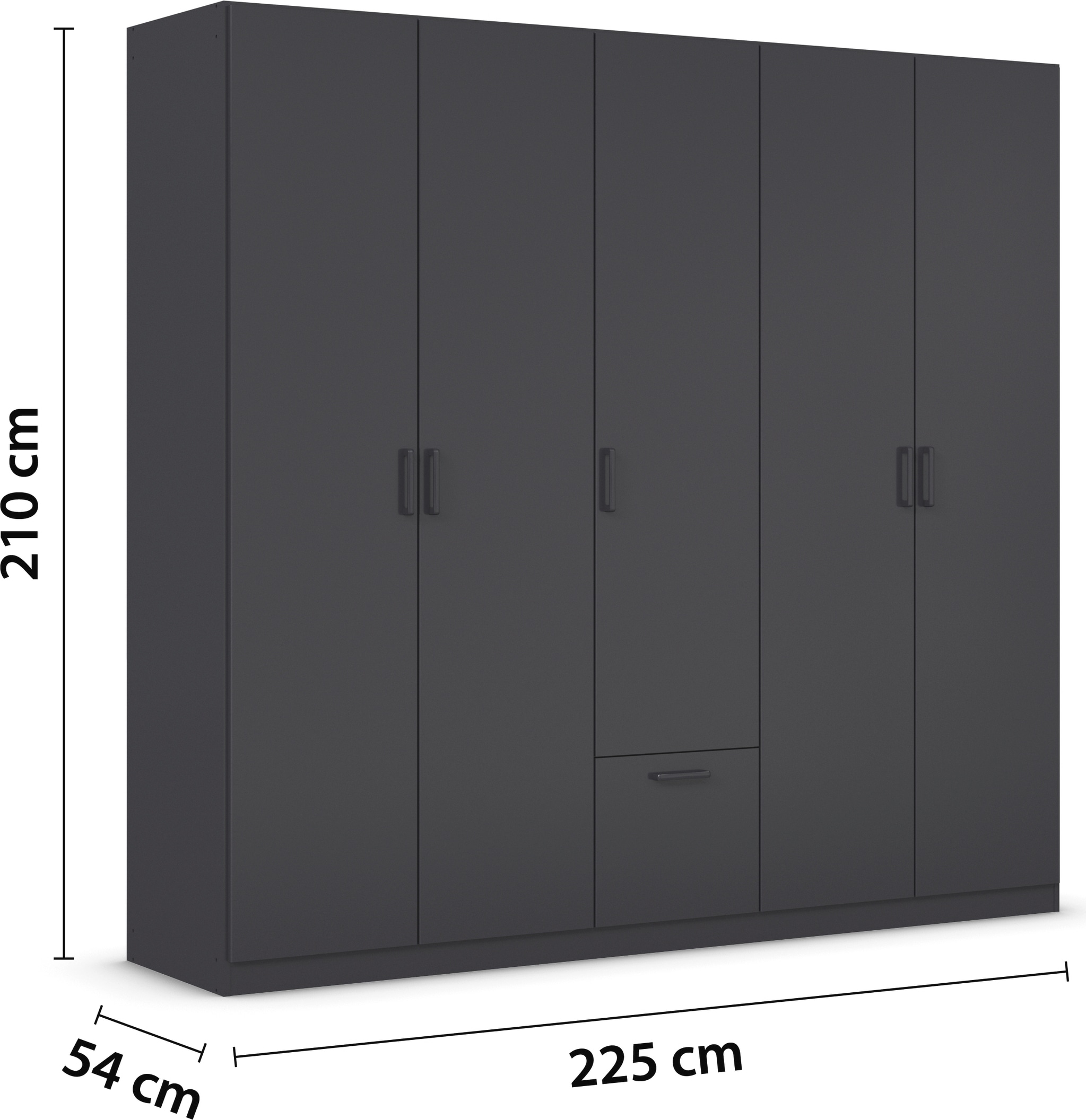 rauch Drehtürenschrank »Kleiderschrank Schrank Garderobe Wäscheschrank BARI«, mit Schubasten mittig, moderner Griff in Graumetallic MADE IN GERMANY
