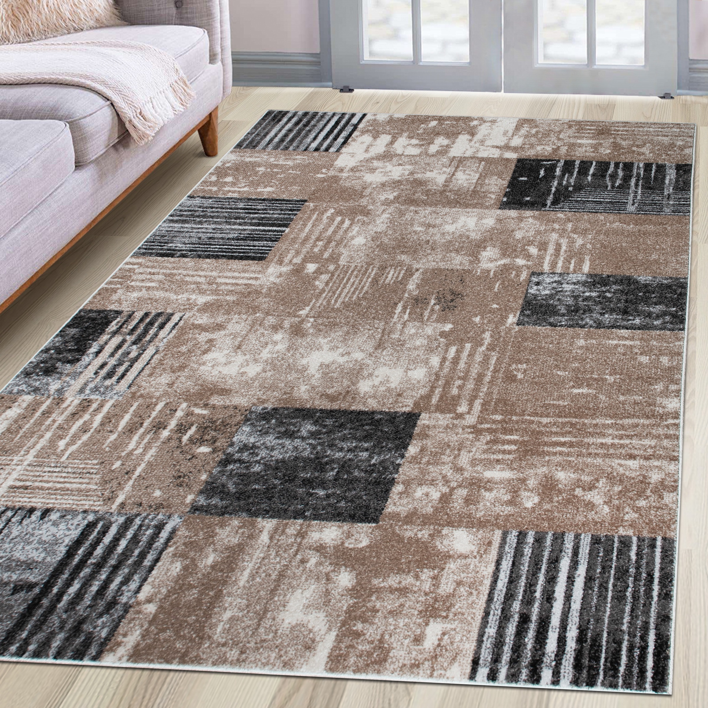 OTTO home Teppich »Lunari«, rechteckig, 9 mm Höhe, Karo-Design, modern, geometrisches Muster, weiche Haptik