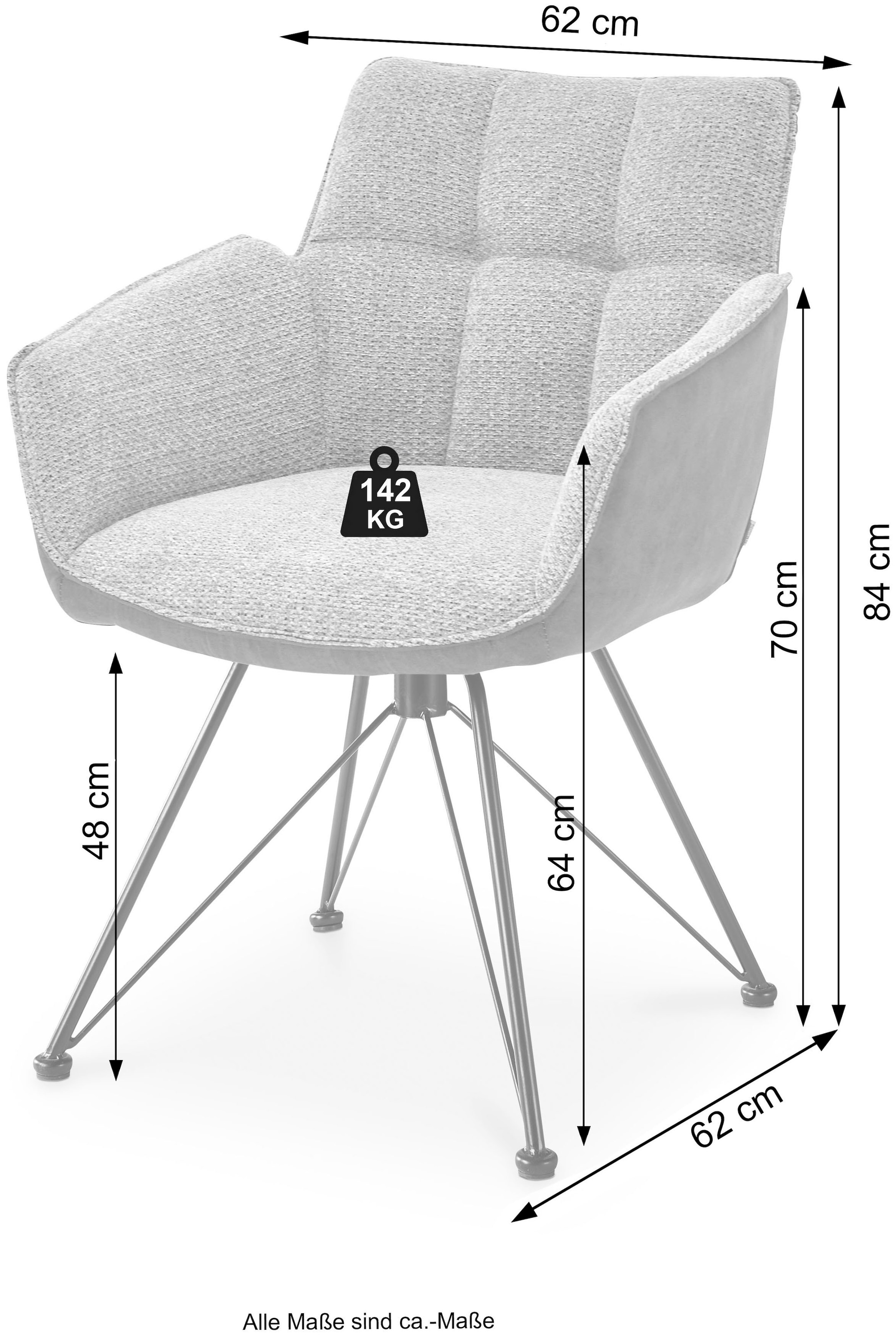 set one by Musterring Esszimmerstuhl »Frisco-B« (Set) 2 Stk.Bezug innen Chenille und außen Microfaser, Design-Gestell schwarz