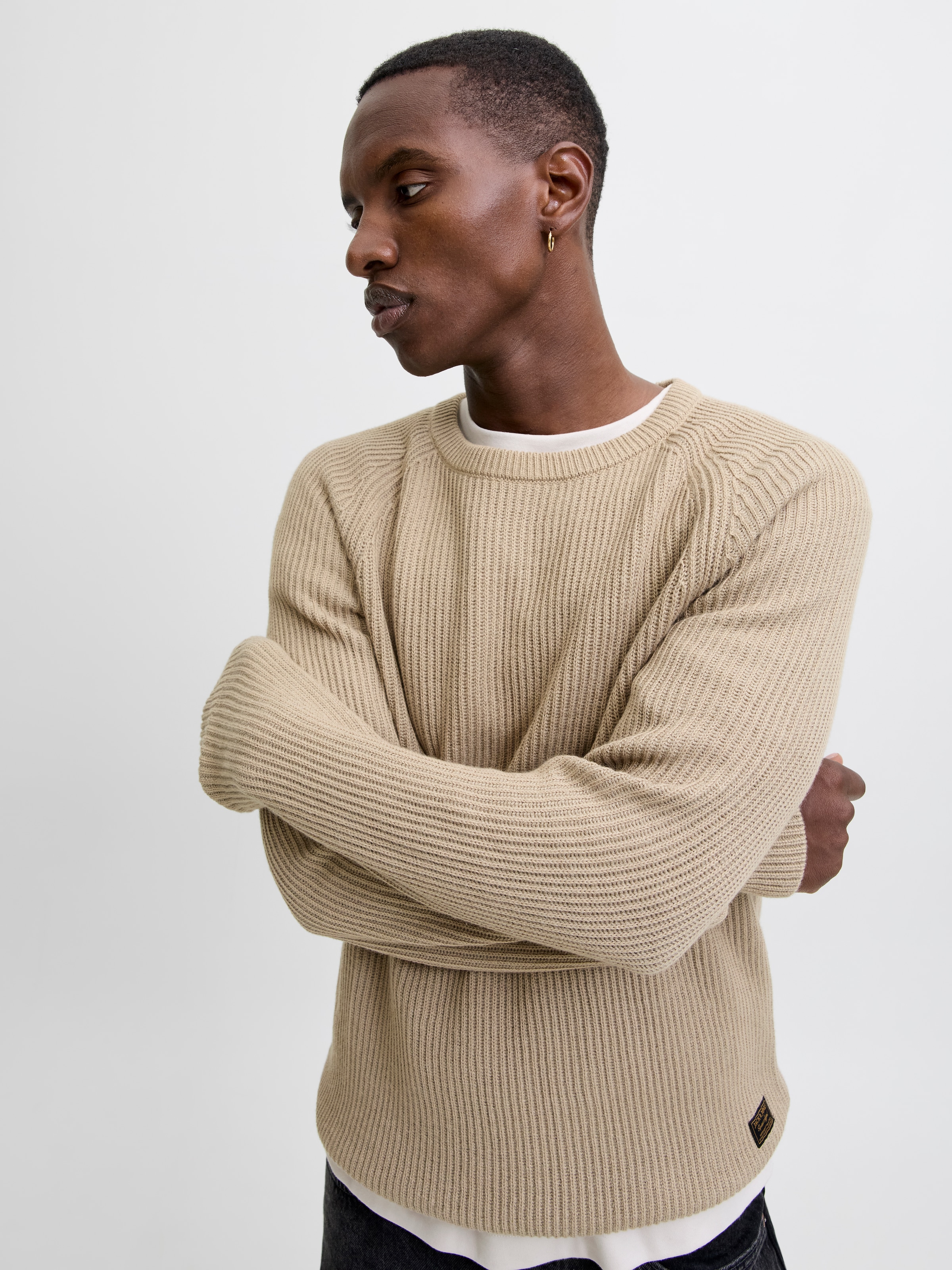 Jack & Jones Rundhalspullover »JJPANNEL KNIT CREW NECK AW25«