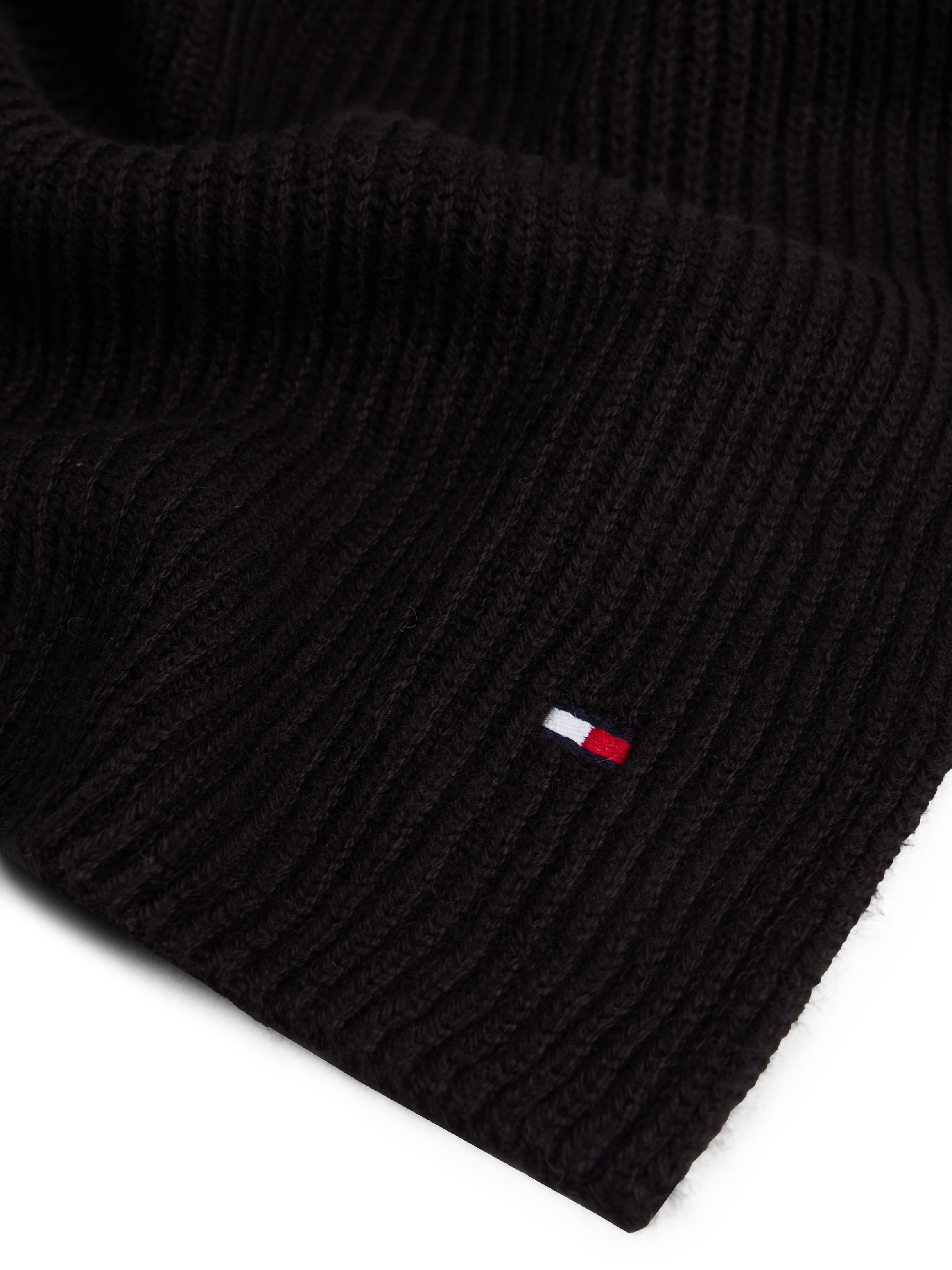 Tommy Hilfiger Strickschal »TH FLAG PIMA COTTON CASH SCARF« mit Logostickerei, mit Kaschmiranteil Unisex