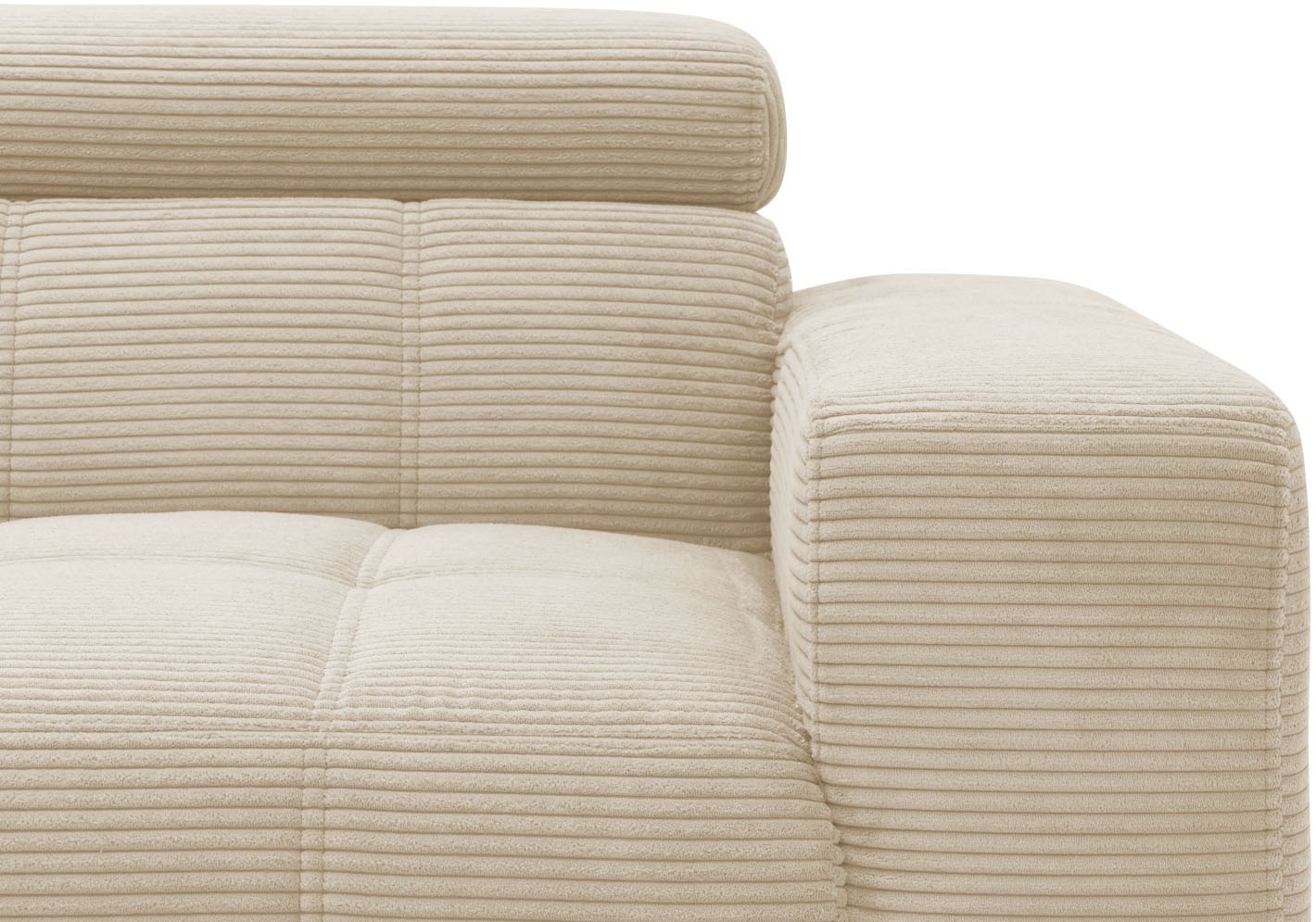 DOMO collection Ecksofa »Trento L-Form, mit Kufenfuß oder Einzelfuß«, wahlweise mit Kopfteilverstellung, Recamiere links/rechts bestellbar