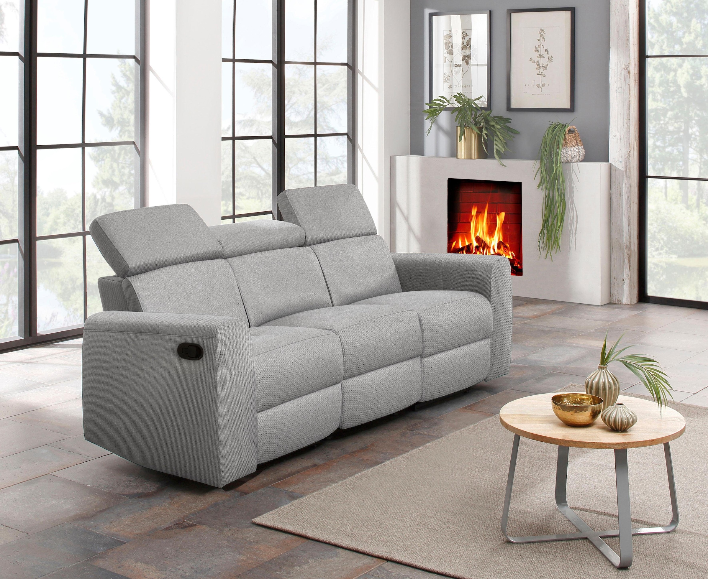 Home affaire 3-Sitzer »Sentrano« auch mit elektrischer Funktion mit USB-Anschluß, in 4 Bezugsvarianten