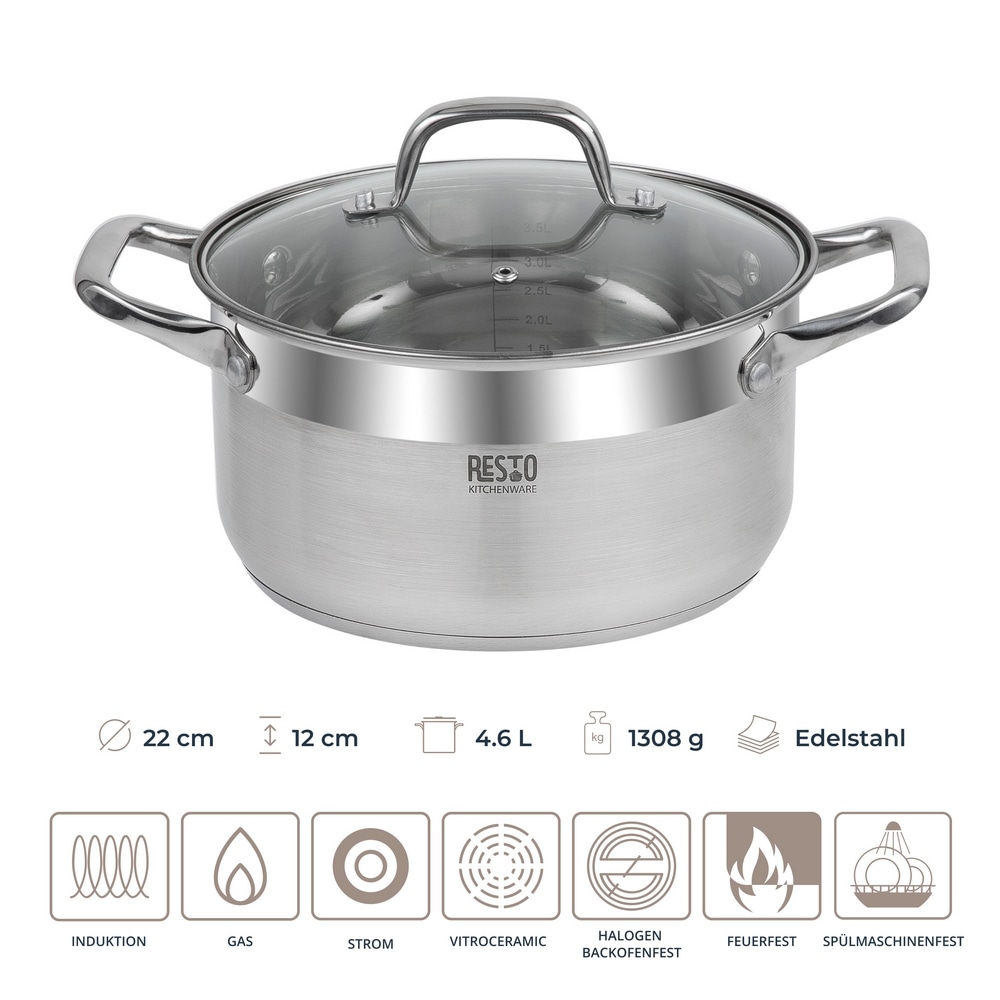 RESTO Kitchenware Kochtopf »Libra, Topf energiesparend und spülmaschinenfest« 1 tlg. Edelstahl 18/10