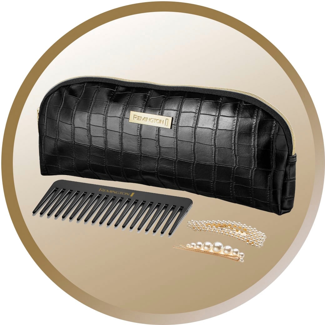 Remington Glätteisen »Style Edition, S3505GP, Haarglätter im Geschenkset«, Keramik-Turmalin-Beschichtung, mit Aufbewahrungstasche, Kamm &
Perlen-Spangen, bis 230° C
