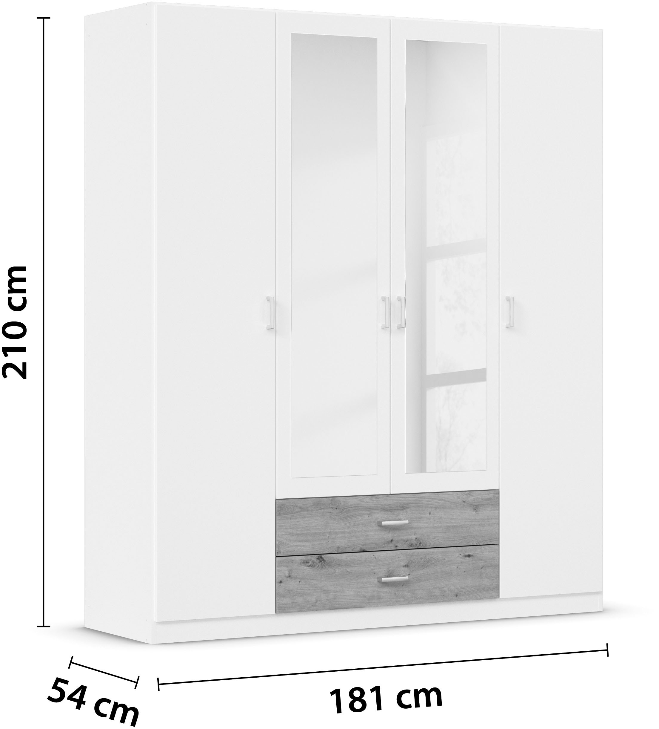 rauch Kleiderschrank »Schrank Garderobe Wäscheschrank GAMMA in 3 Breiten«, viel Stauraum mit 6 Schubladen, mit Spiegel TOPSELLER MADE IN GERMANY