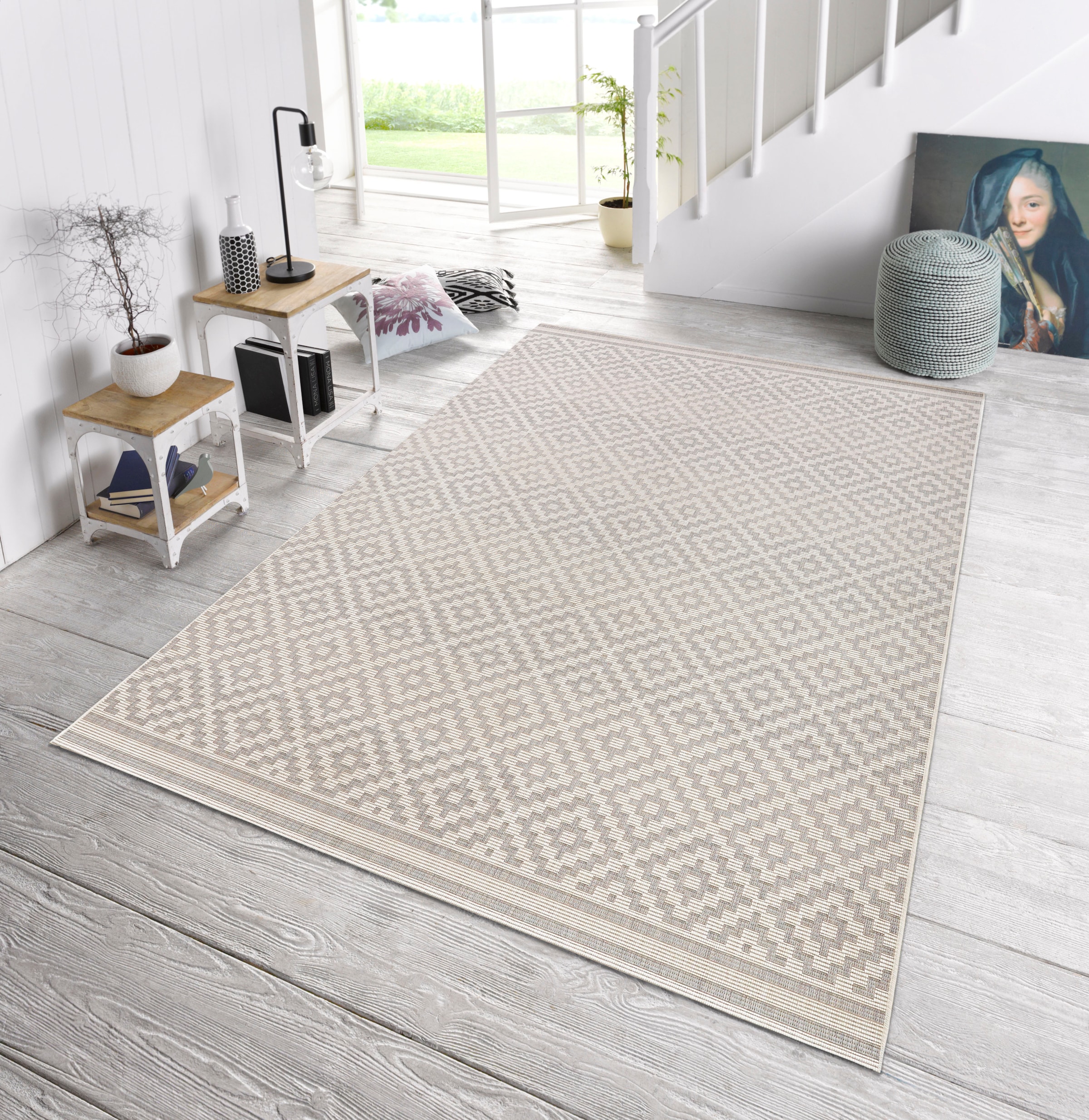 NORTHRUGS Teppich »Raute«, rechteckig, 8 mm Höhe, In-& Outdoor, Wetterfest, Balkon, Läufer, Wohnzimmer, Terrasse, Raute