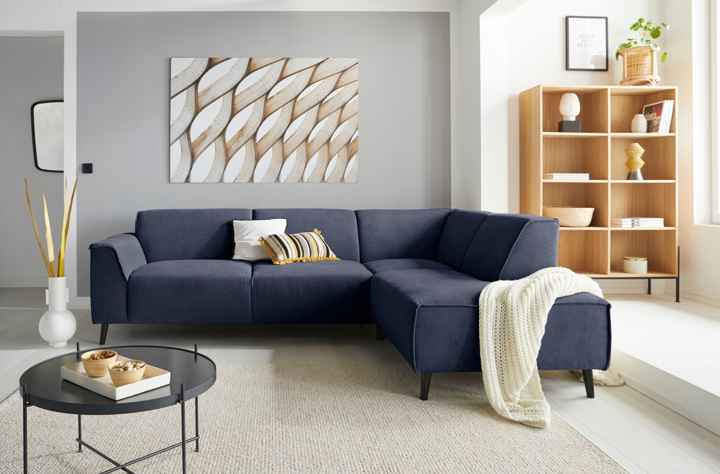 DOMO collection Ecksofa »Amora, bequem und zeitlos, L-Form«, mit Federkern für mehr Sitzkomfort