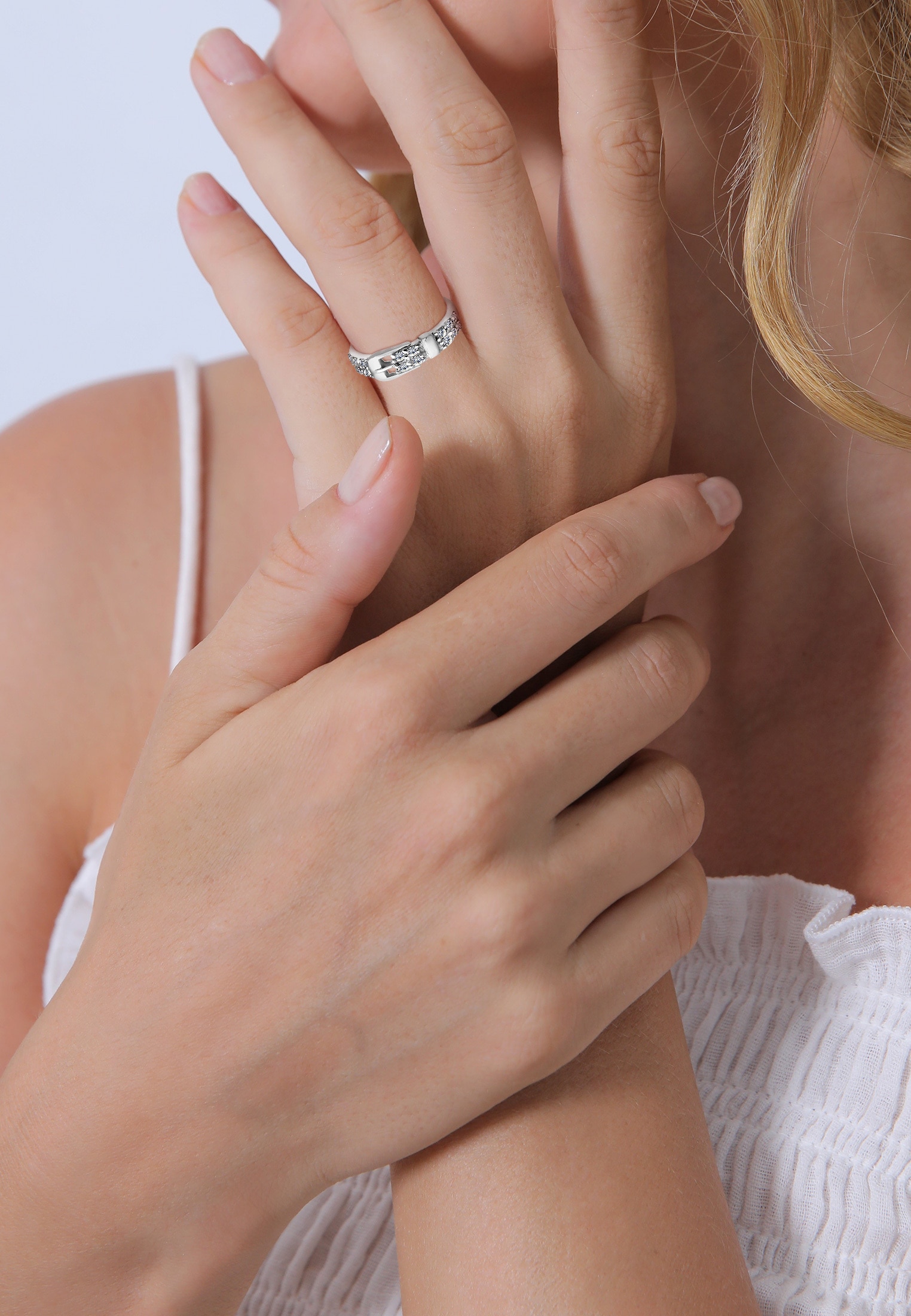 Elli Silberring »Ring Gürtel Kristalle 925 Silber«