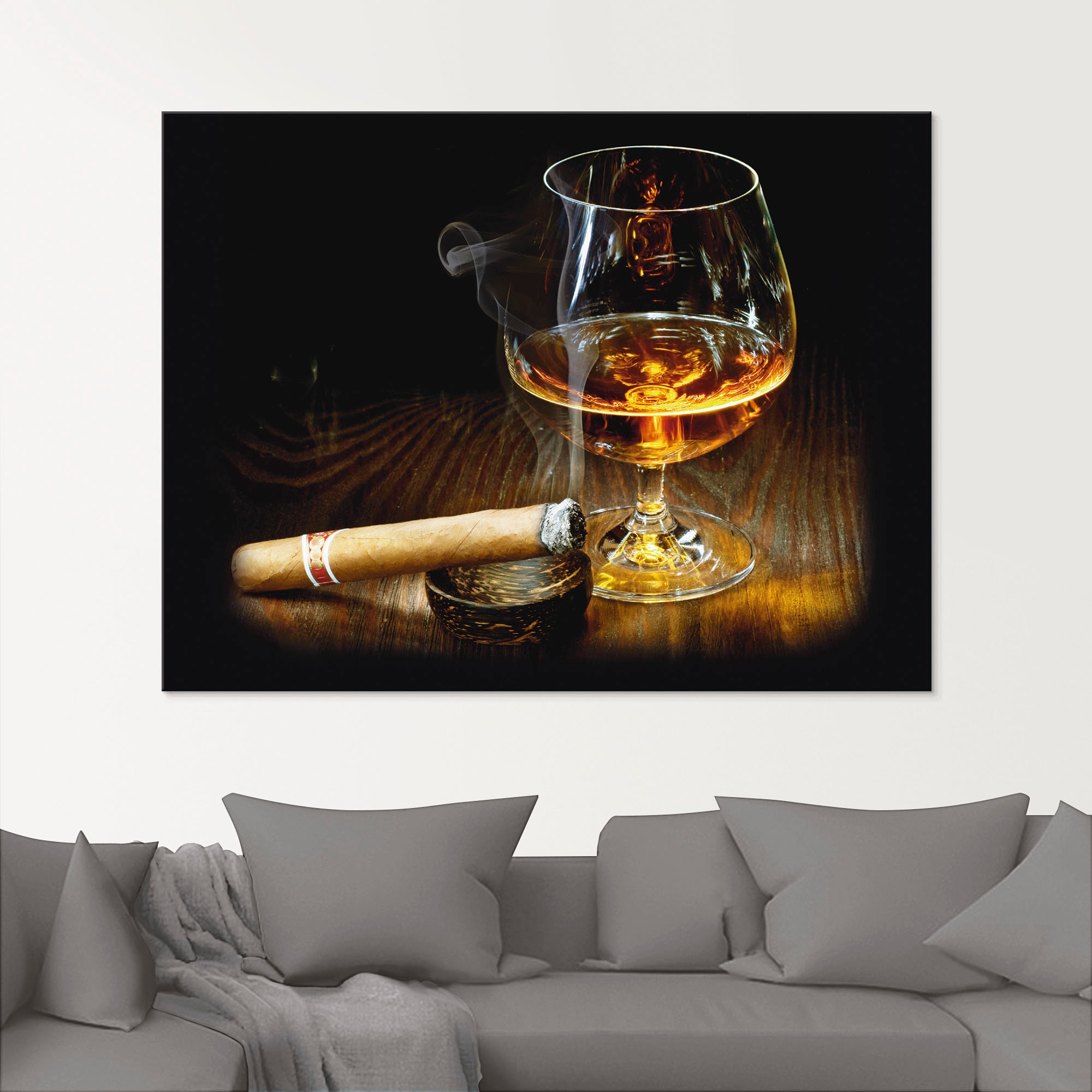 Artland Glasbild »Zigarre und Cognac«, Zigarren, (1 St.), in verschiedenen Größen