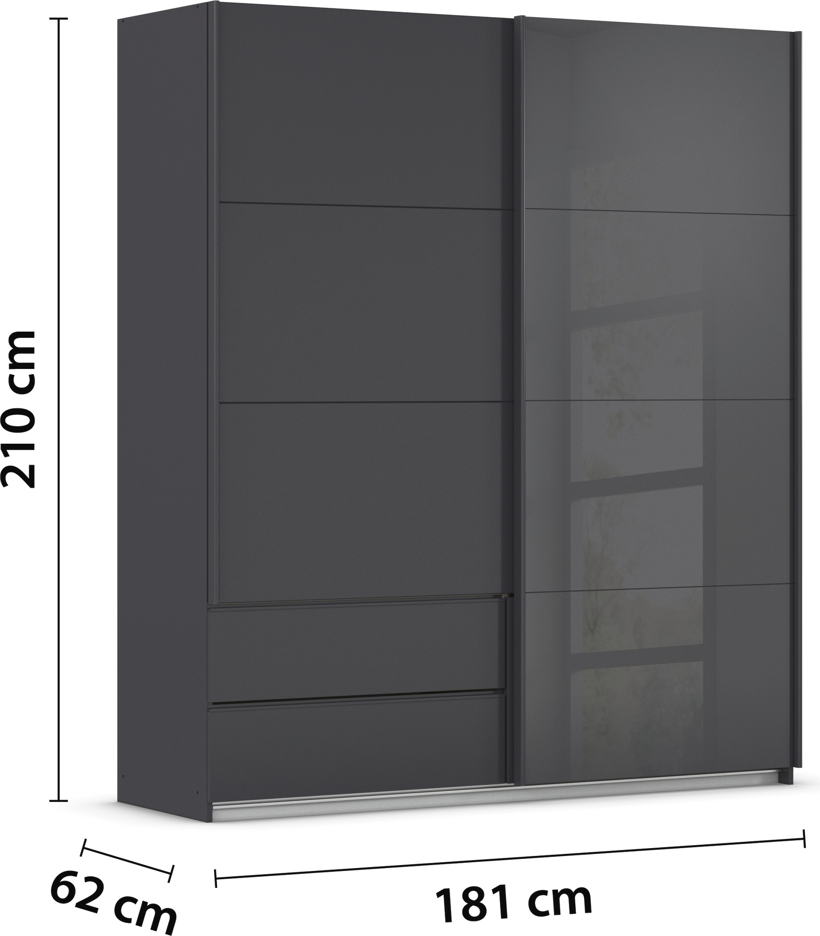 rauch Schwebetürenschrank »Kleiderschrank Schrank Garderobe ELARA Glastür/Grauspiegel« praktische Schubladen optional farblich abgesetzt MADE IN GERMANY