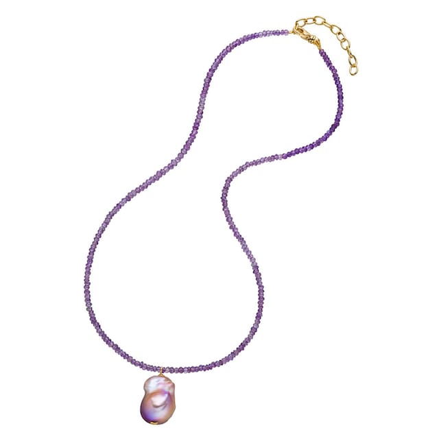 Firetti Kette mit Anhänger, Made in Germany - mit Amethyst oder Citrin -  mit Süßwasserzuchtperle auf Rechnung bestellen