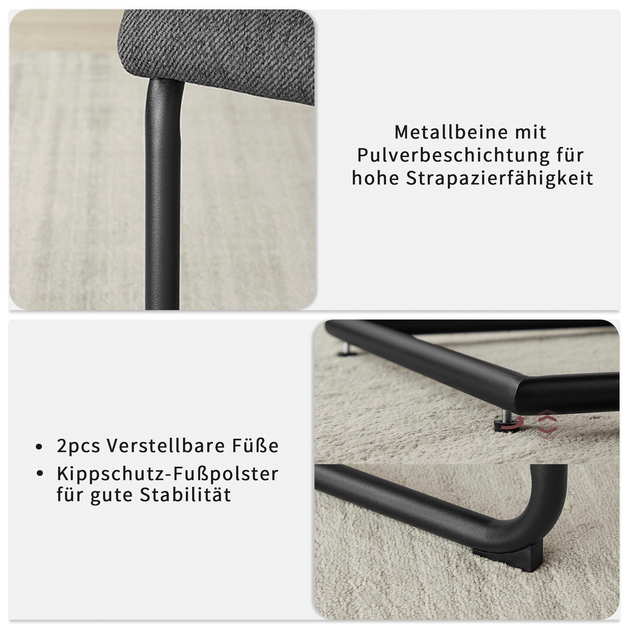 OTTO home Eckbankgruppe »Stevian« Set, 1 ausziehbarer Esstisch + 1 Eckbank Recamiere links + 2 Stühle, 4 Stk. tlg. Holz, Strukturstoffbezug, Freischwingerstühle, gesteppten Bänken