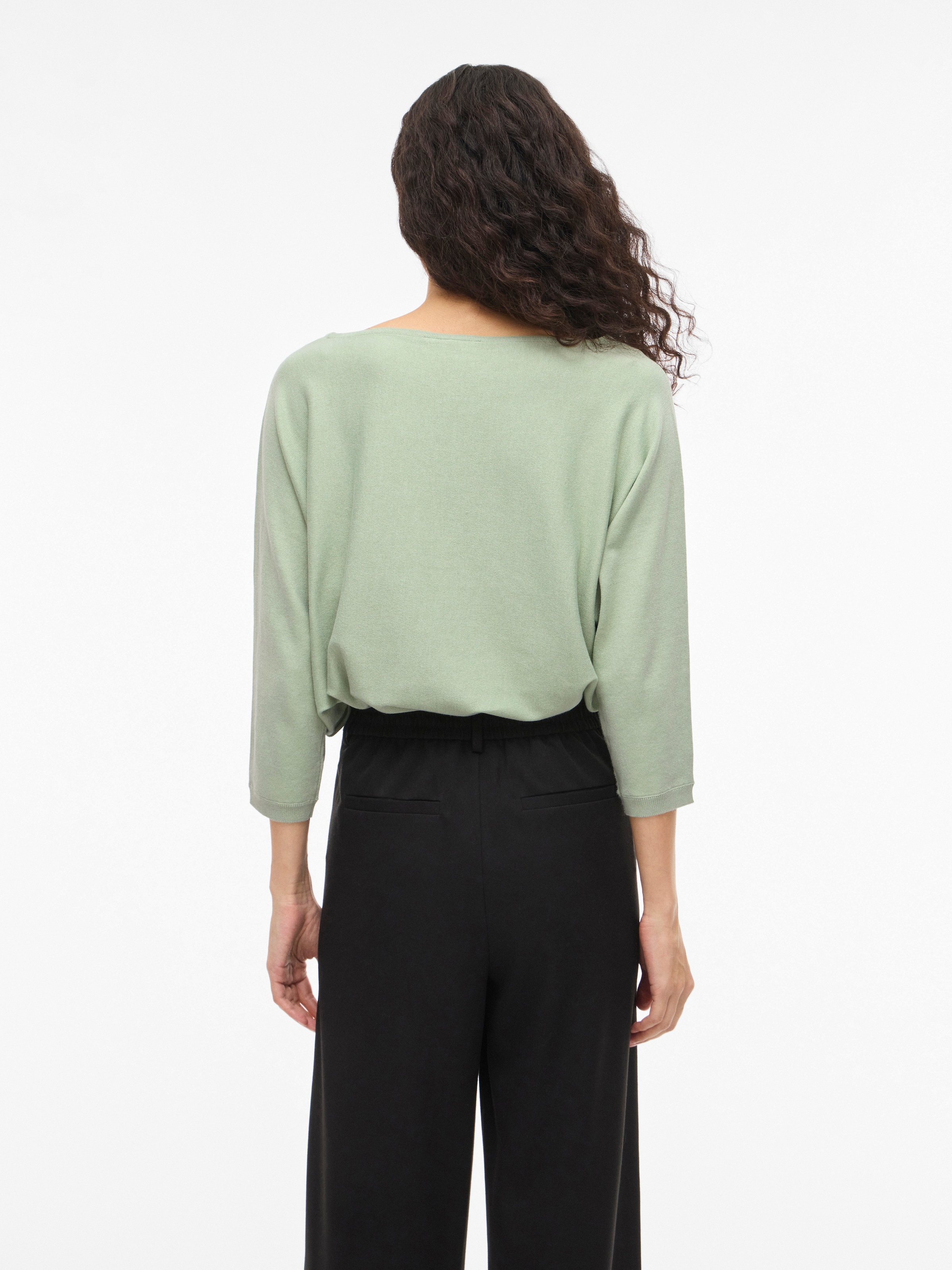 Vila 3/4 Arm-Pullover »VIMALU BOATNECK 3/4 SLEEVE KNIT TOP-NOOS« Materialmix, loose fit