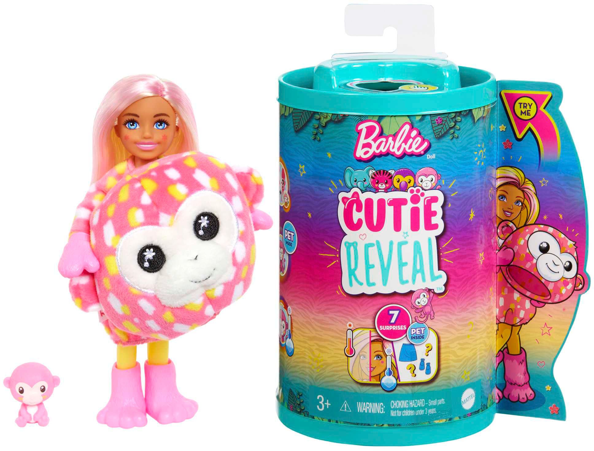 Barbie Anziehpuppe »Cutie Reveal, Chelsea im Affen-Kostüm (Dschungel-Serie)«, kleine Puppe