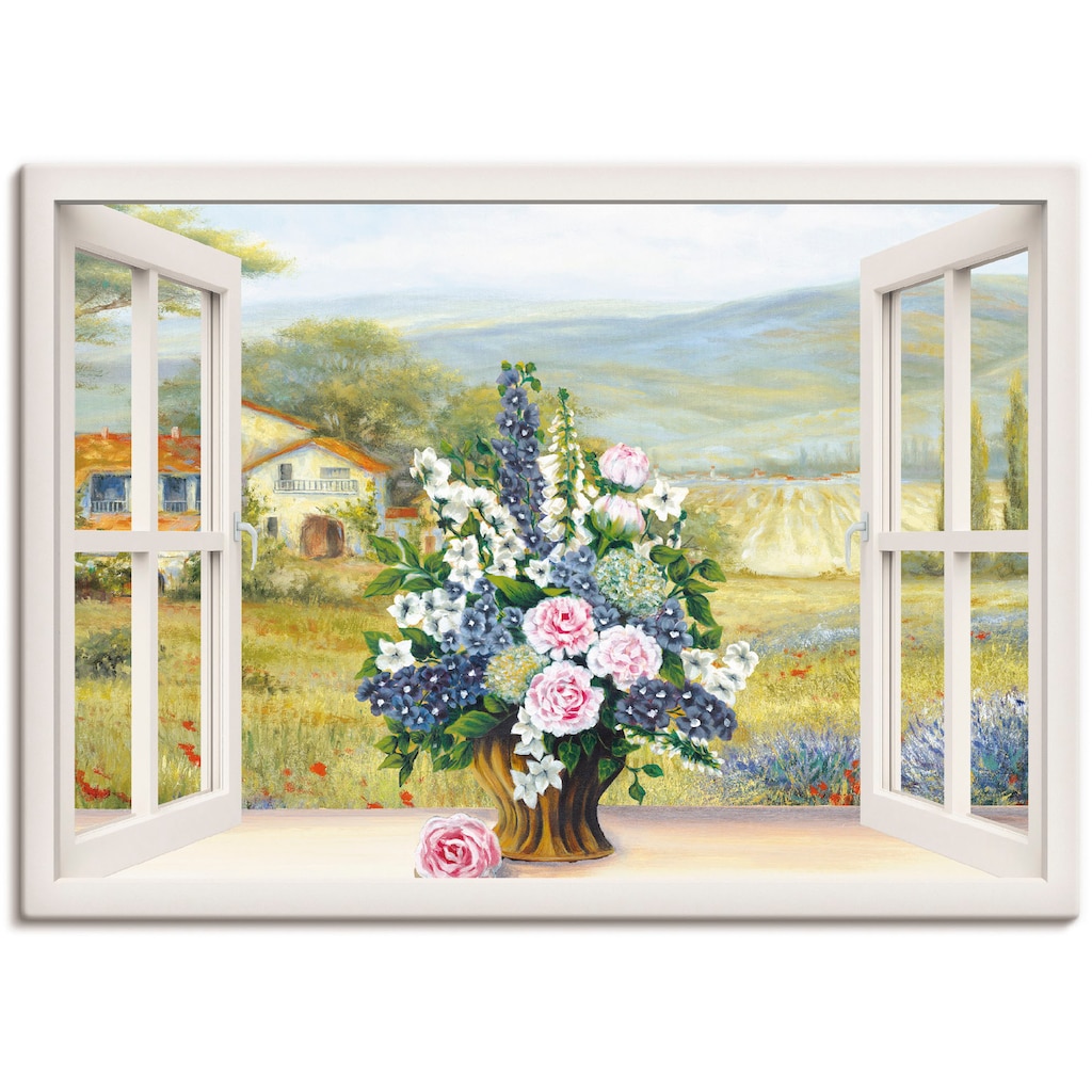 Artland Leinwandbild »Blumenbouquet am weißen Fenster«, Arrangements, (1 St.)