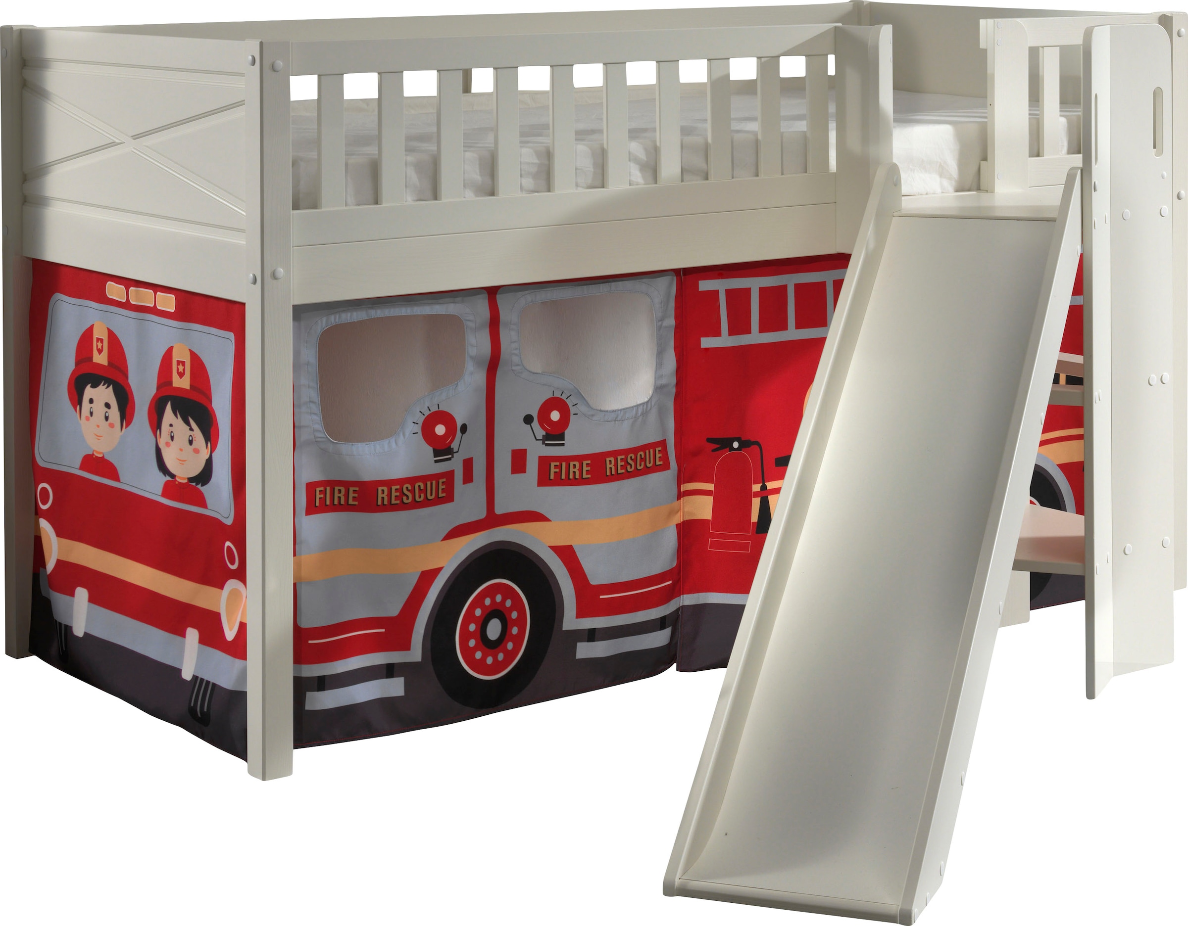 Scott lit mezzanine toboggan et rideau fire truck