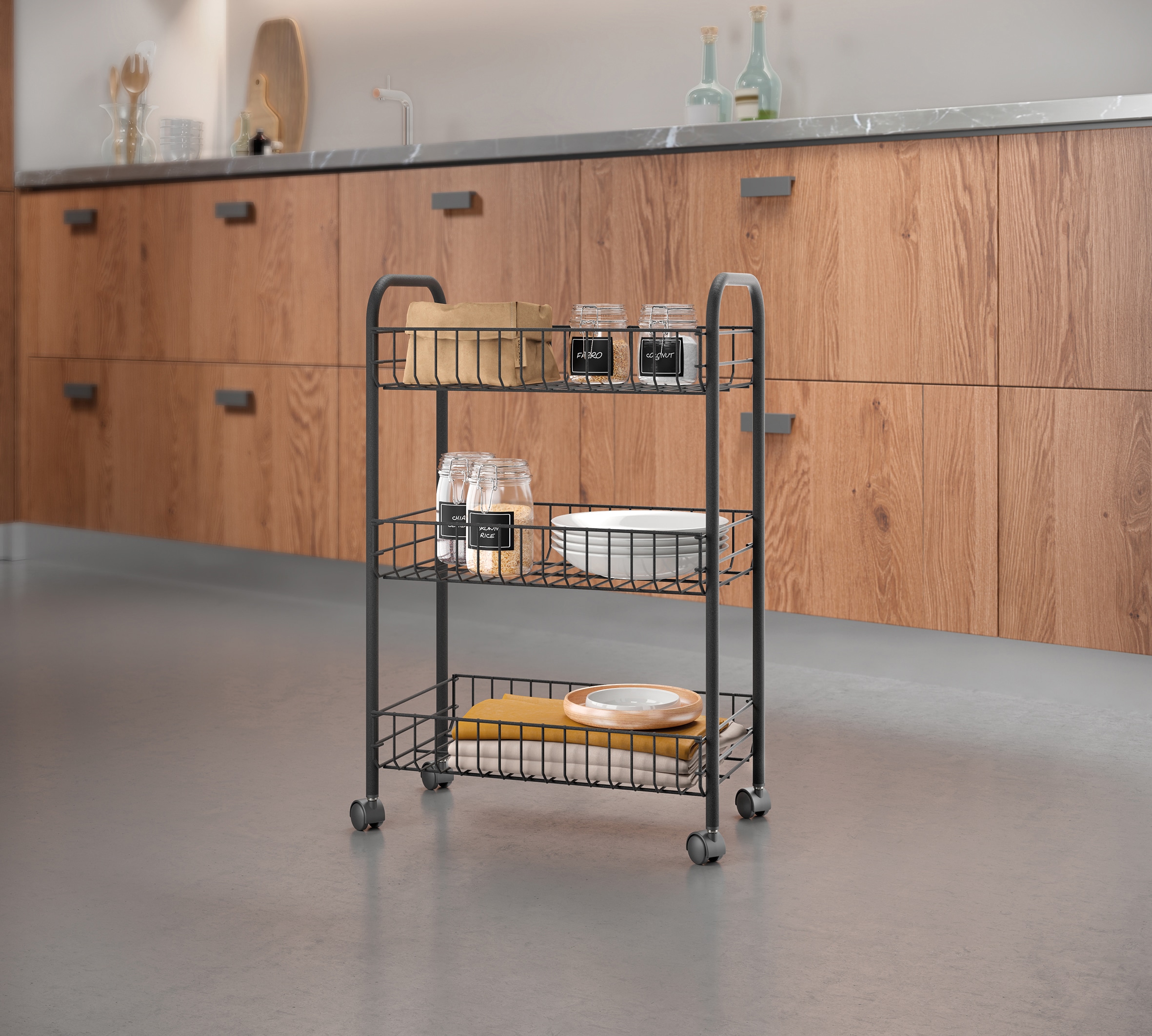 Metaltex Rollwagen »Lugano Lava«, (1 St.), Industrial Look, 3 Etagen