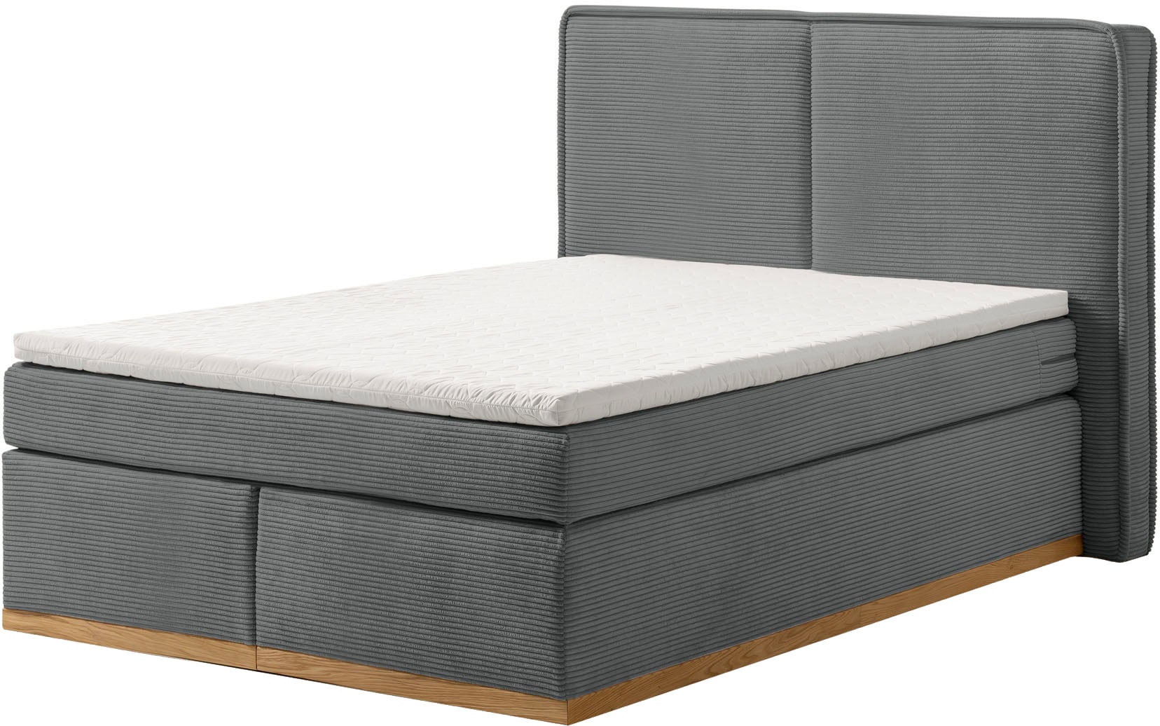 Home affaire Boxspringbett »SHERWOOD Hotelbett, Polsterbett«, Hochwertiger Cord,weiche Velours-Struktur, mit Topper, Eiche