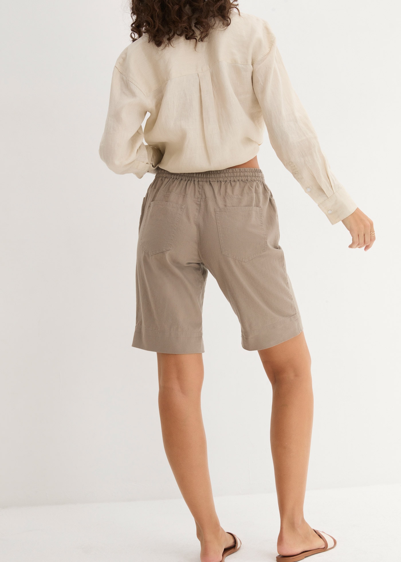 bonprix Bermudas  im sommerlichen Leinen-Mix, mit elastischer Bund mit Bindeband