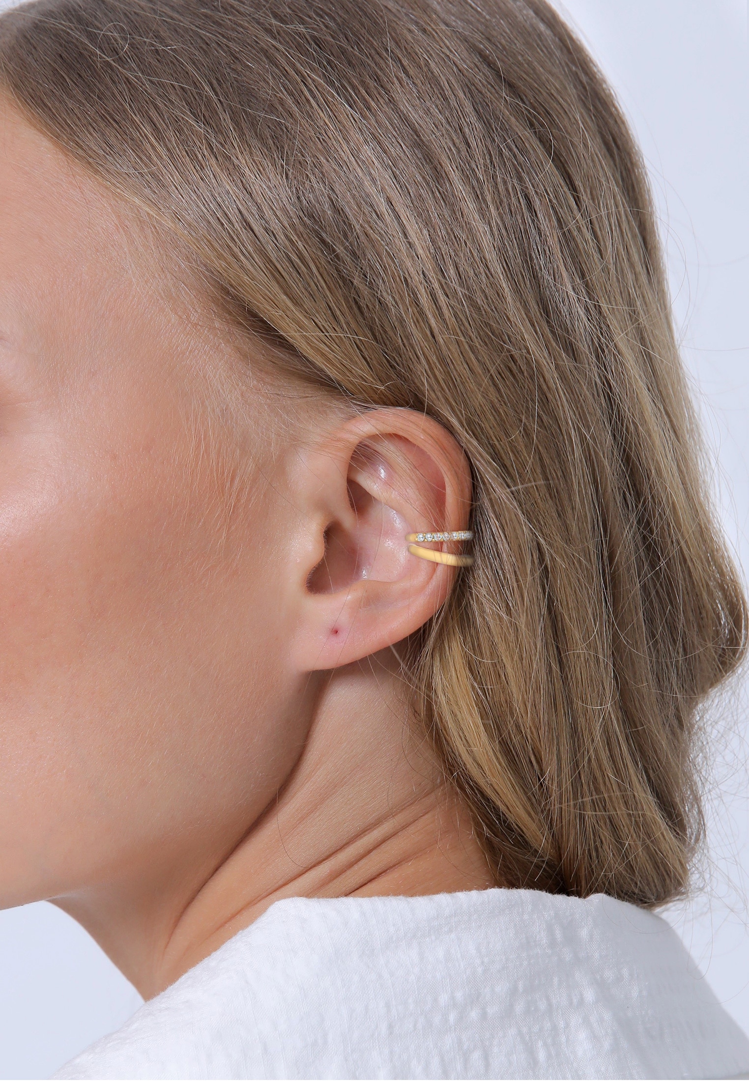 Elli Paar Ohrklemmen »Ohrringe Single Earcuff Basic Zirkonia 2er Set 925 Silber«