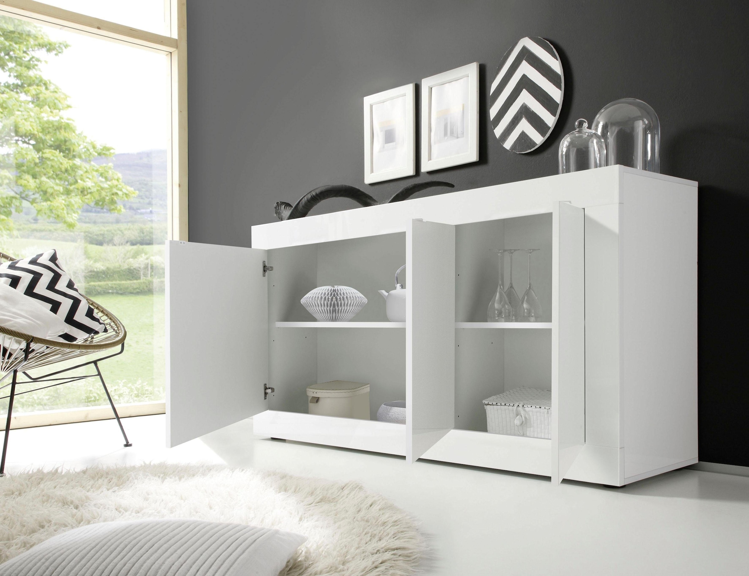 INOSIGN Sideboard »Basic Breite 160 cm, Kommode 3 Türen, Anrichte,«, Metallgriff, moderne Rahmenoptik, viel Stauraum, Farbauswahl