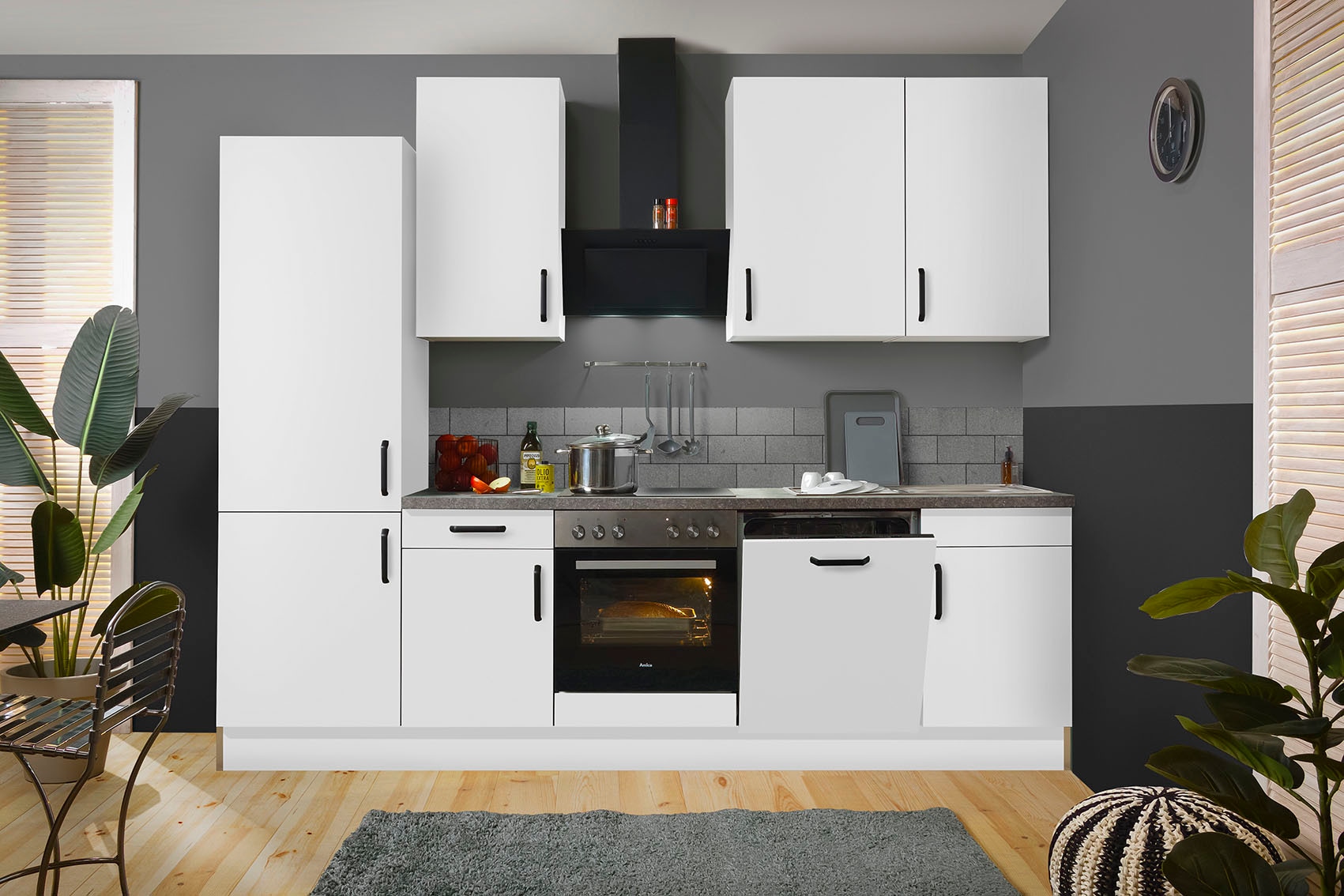 wiho Küchen Küchenzeile »"Simi", mit verstellbaren Füßen, Breite 280 cm,«, wahlweise mit E-Geräten, Soft-Close-Funktion in Schubkästen & Auszügen