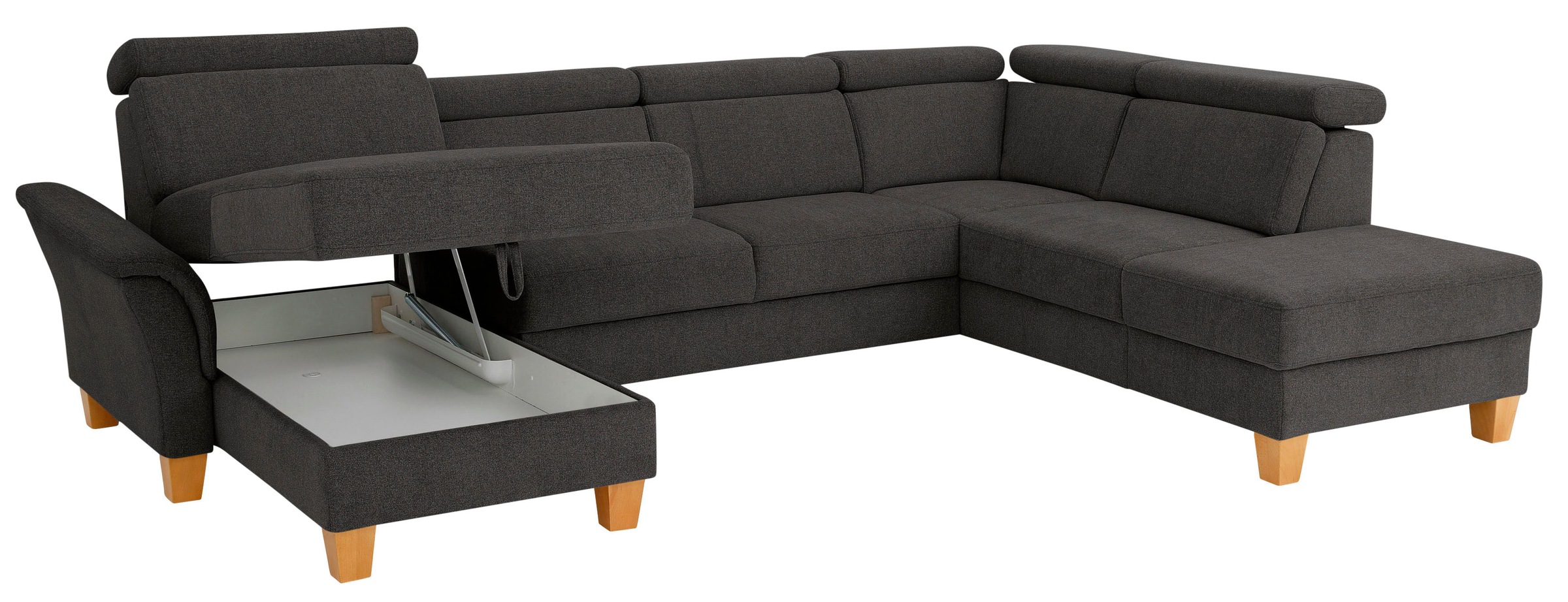 Home affaire Wohnlandschaft »Conville U-Form«, Kopfteilverstellung wahlweise mit Bettfunktion und Bettkasten