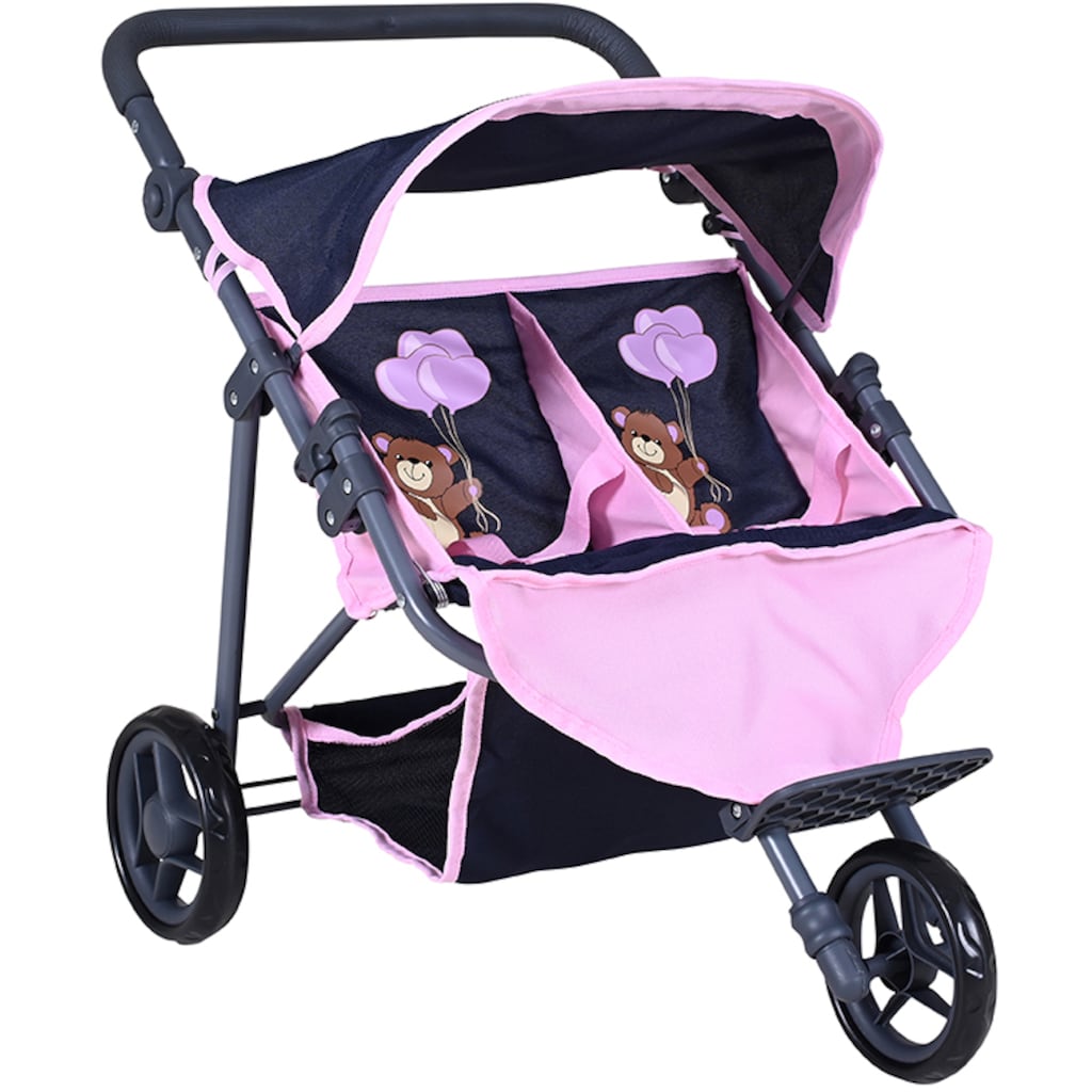 Knorrtoys® Puppen-Zwillingsbuggy »Duo - Navy Pink Bear«