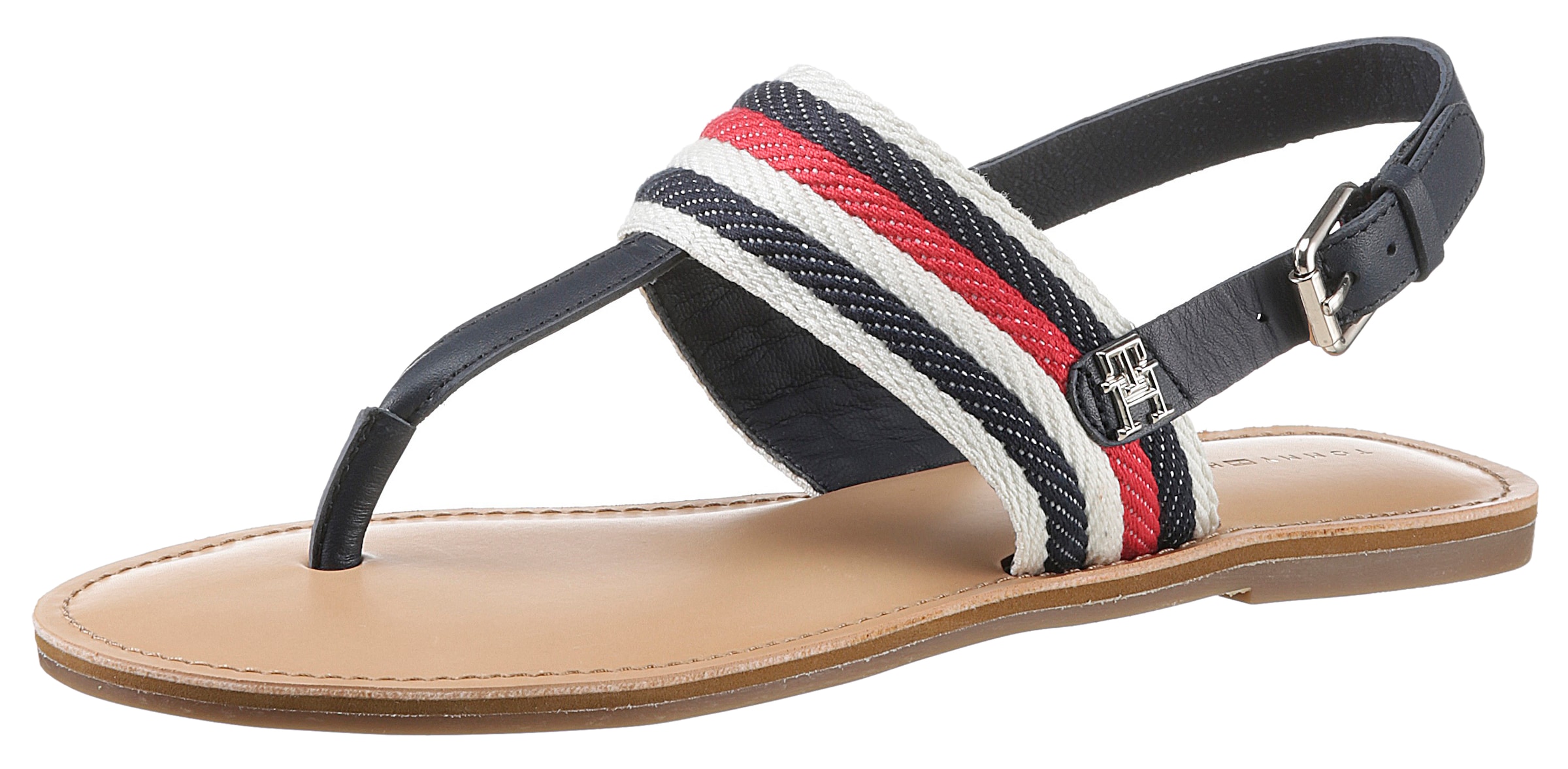 Riemchensandale »FLAT SANDAL CORPORATE«, mit Streifen in Tommy Farben