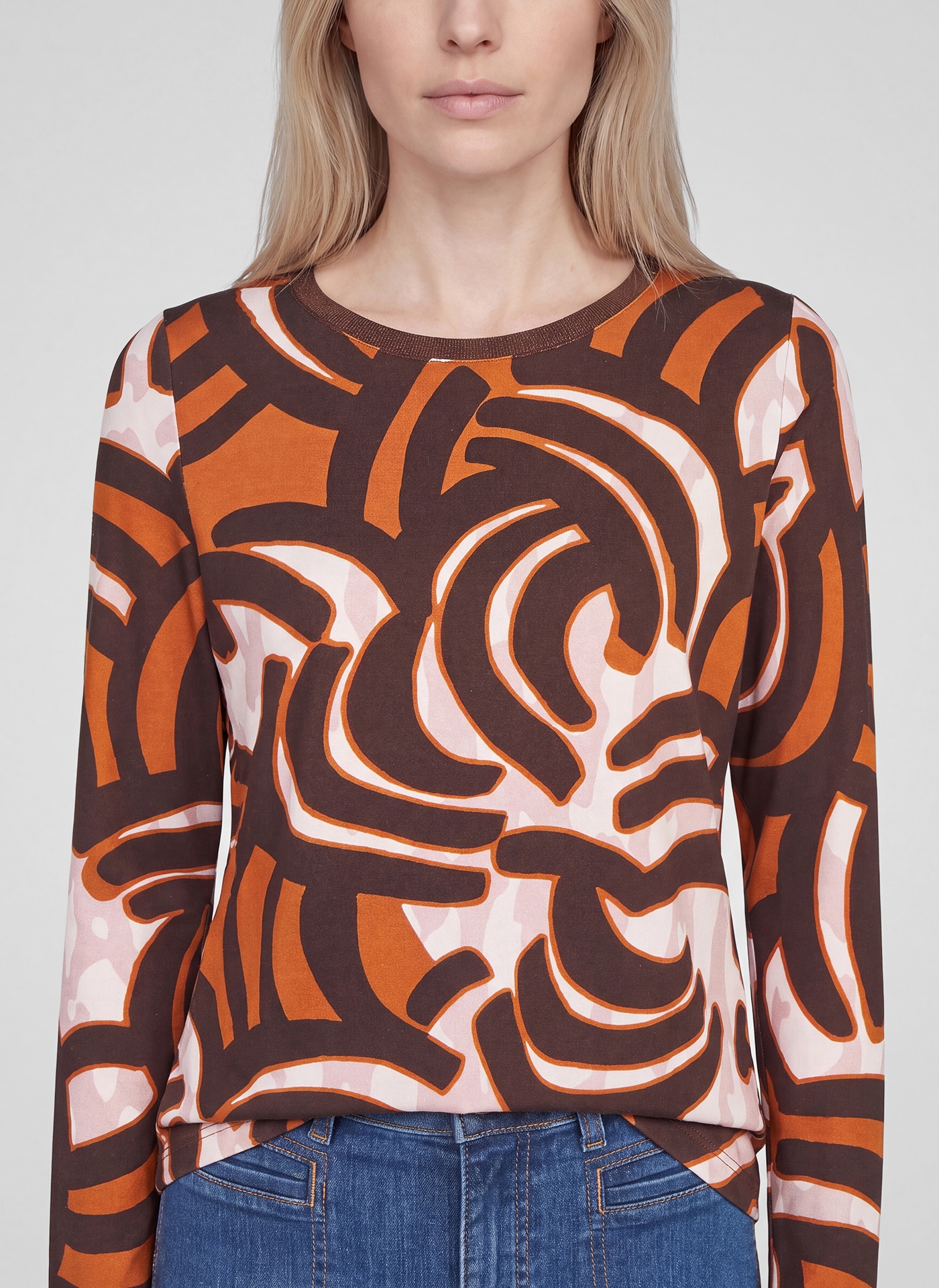 Rabe Langarmshirt mit grafischem Muster
