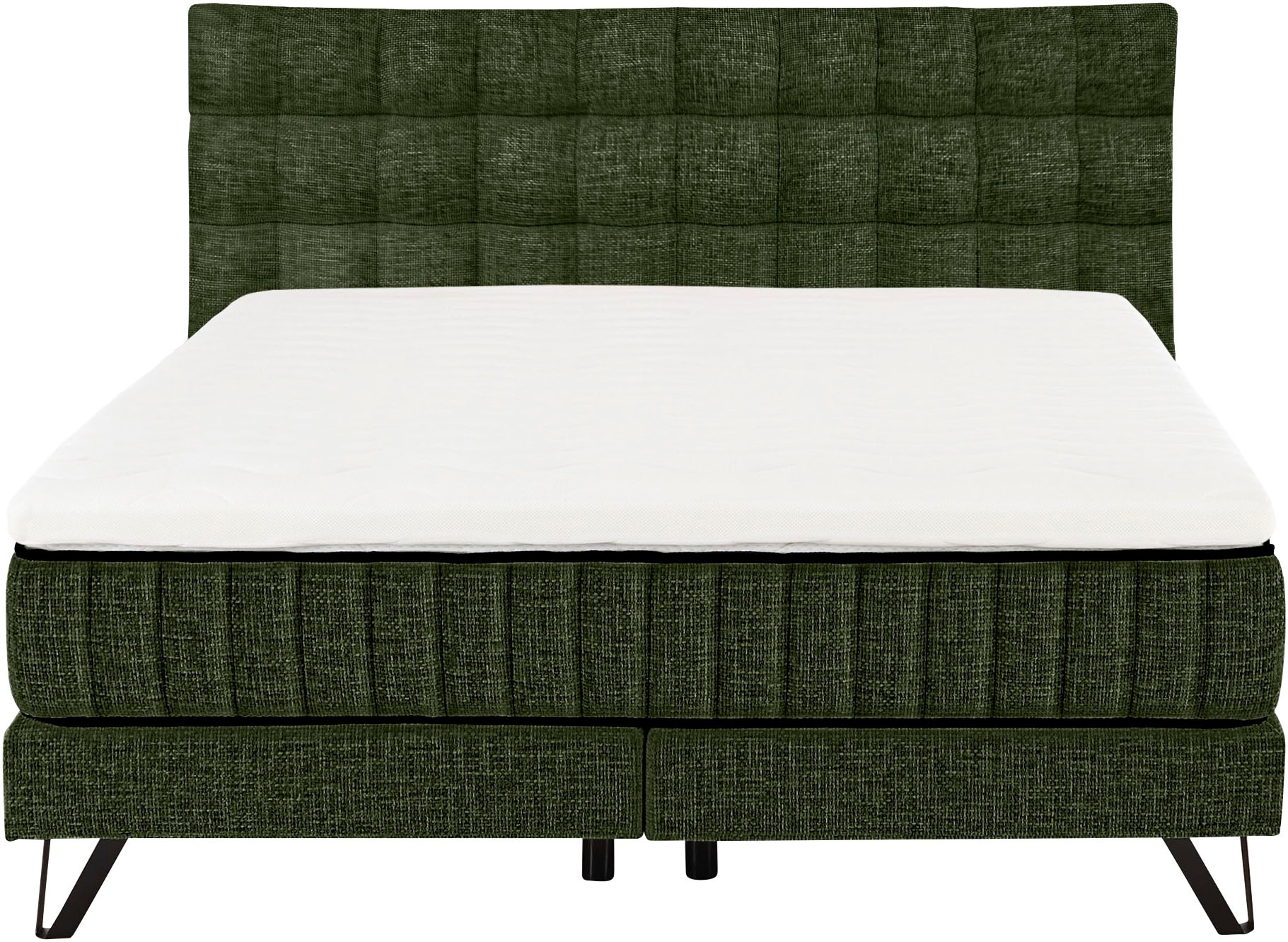 set one by Musterring Boxspringbett »Baldwin«, mit Duo-Matratze, Kopfteil mit quadratischer Steppung, 180 x 200 cm