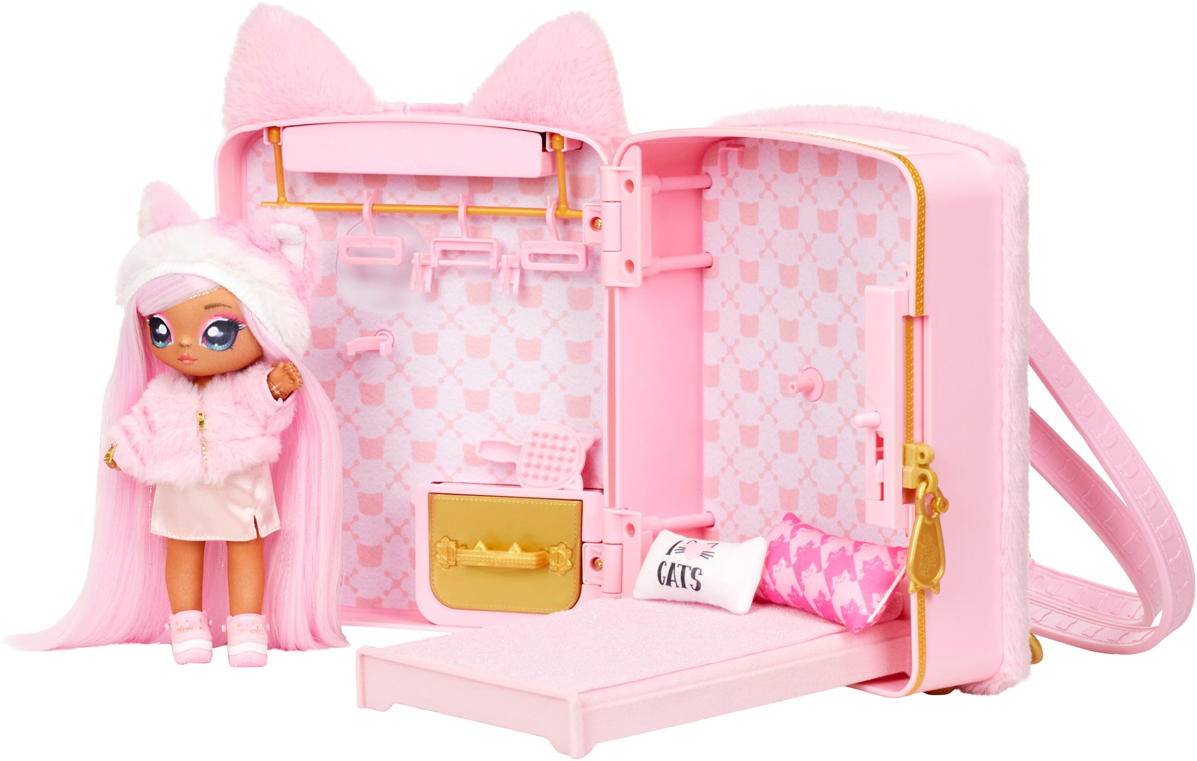 MGA ENTERTAINMENT Puppenmöbel »3in1 Backpack Bedroom Series 3 Playset - Pink Kitty«, Na!Na!Na! Surprise
