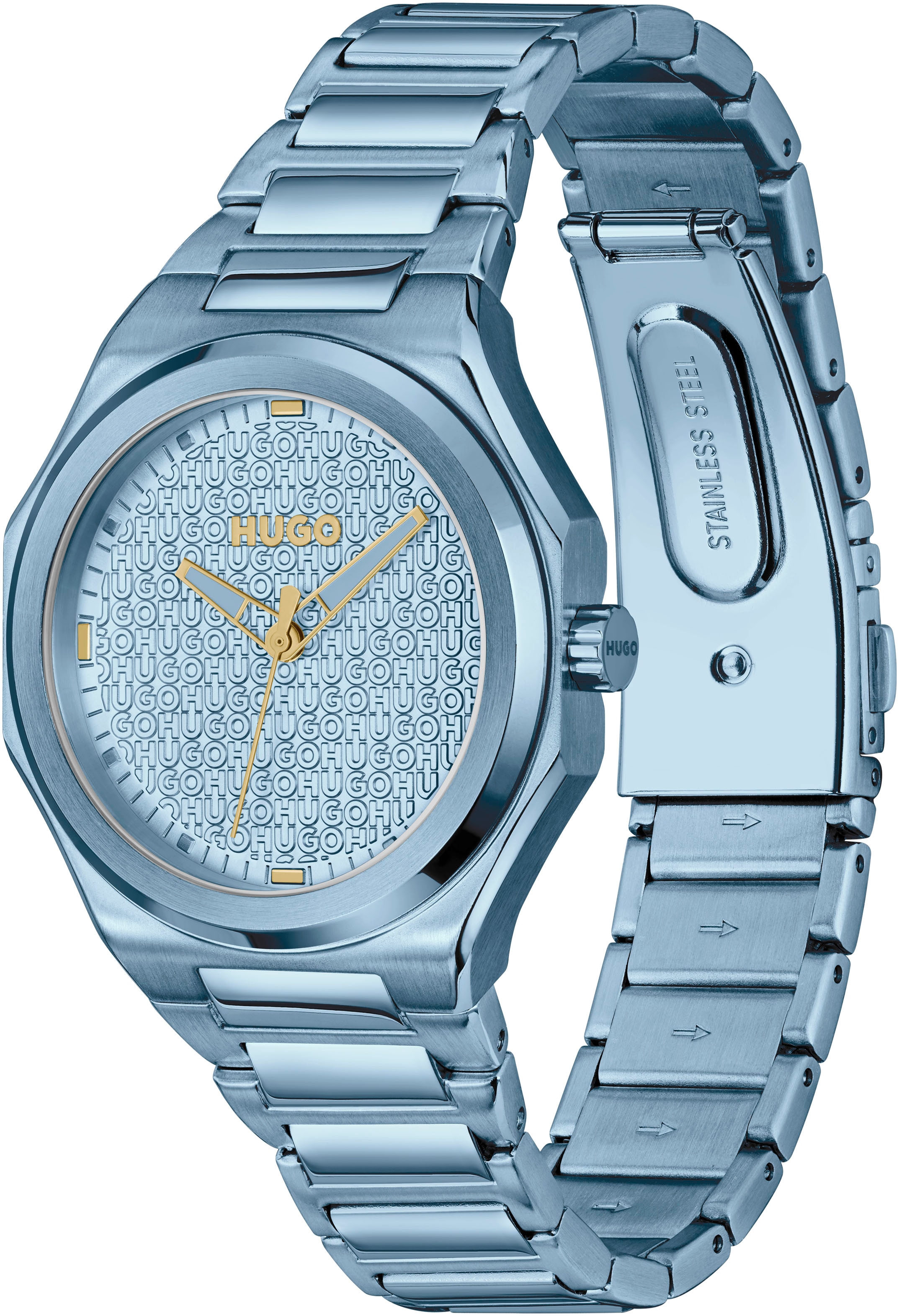 HUGO Quarzuhr »#GRAIL FOR HER«, Armbanduhr, Damenuhr, analog, Edelstahlarmband