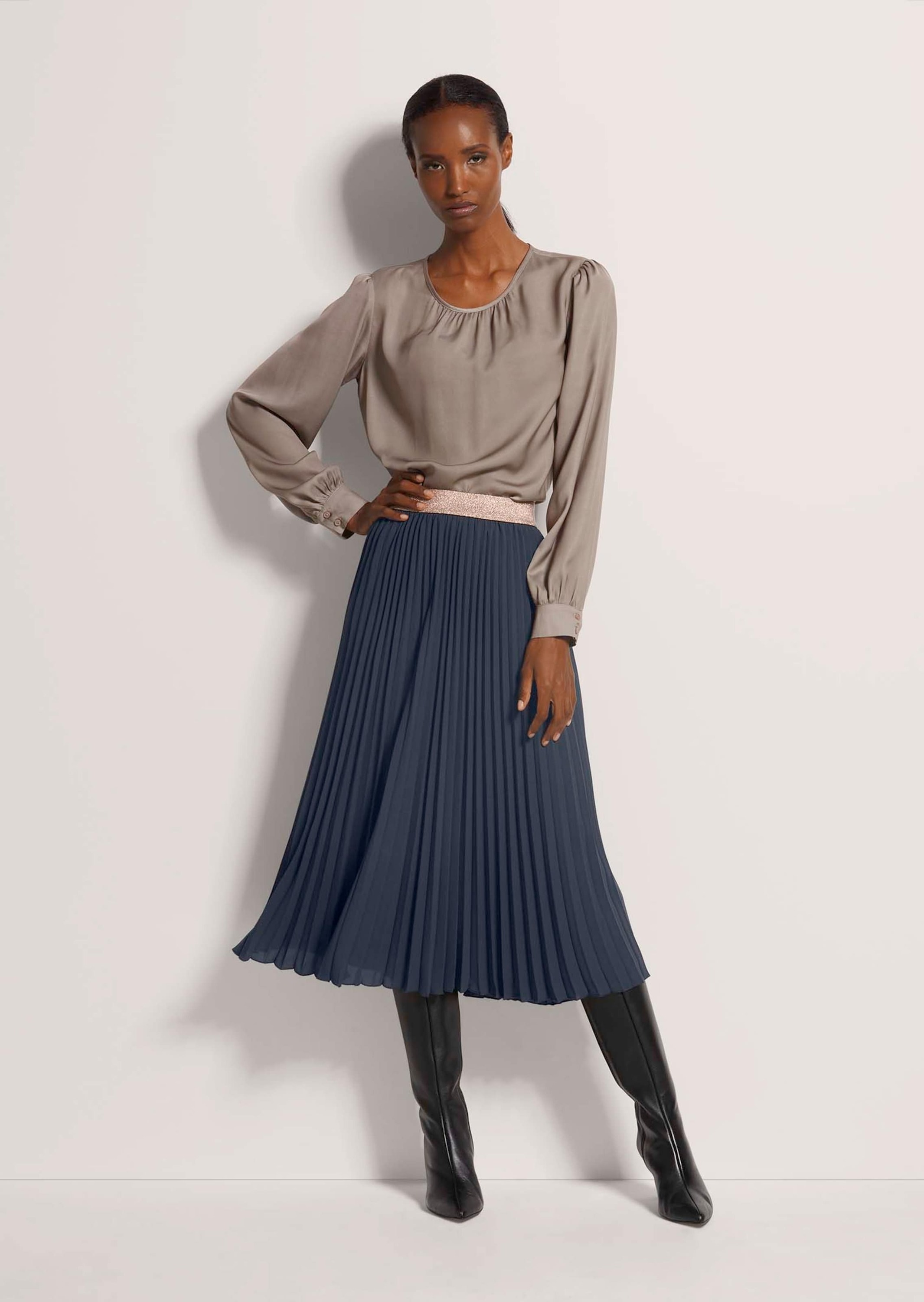 MADELEINE Midirock »Plisseerock Eleganter Faltenrock in Midilänge« Faltenrock zum Schlüpfen
