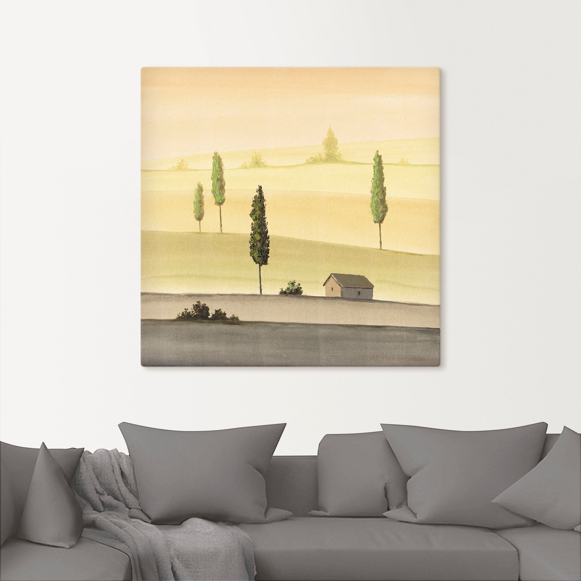 Artland Leinwandbild »Landschaft in Grün«, Wiesen & Bäume, (1 St.), auf Keilrahmen gespannt